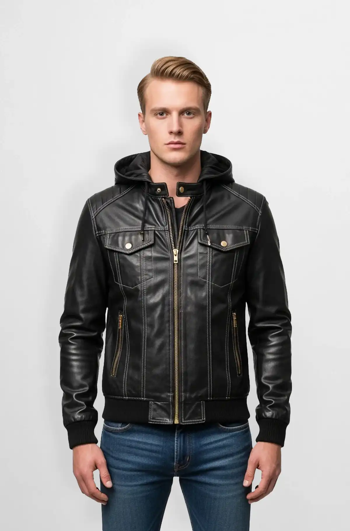 Intense Black Leather Biker Jacket