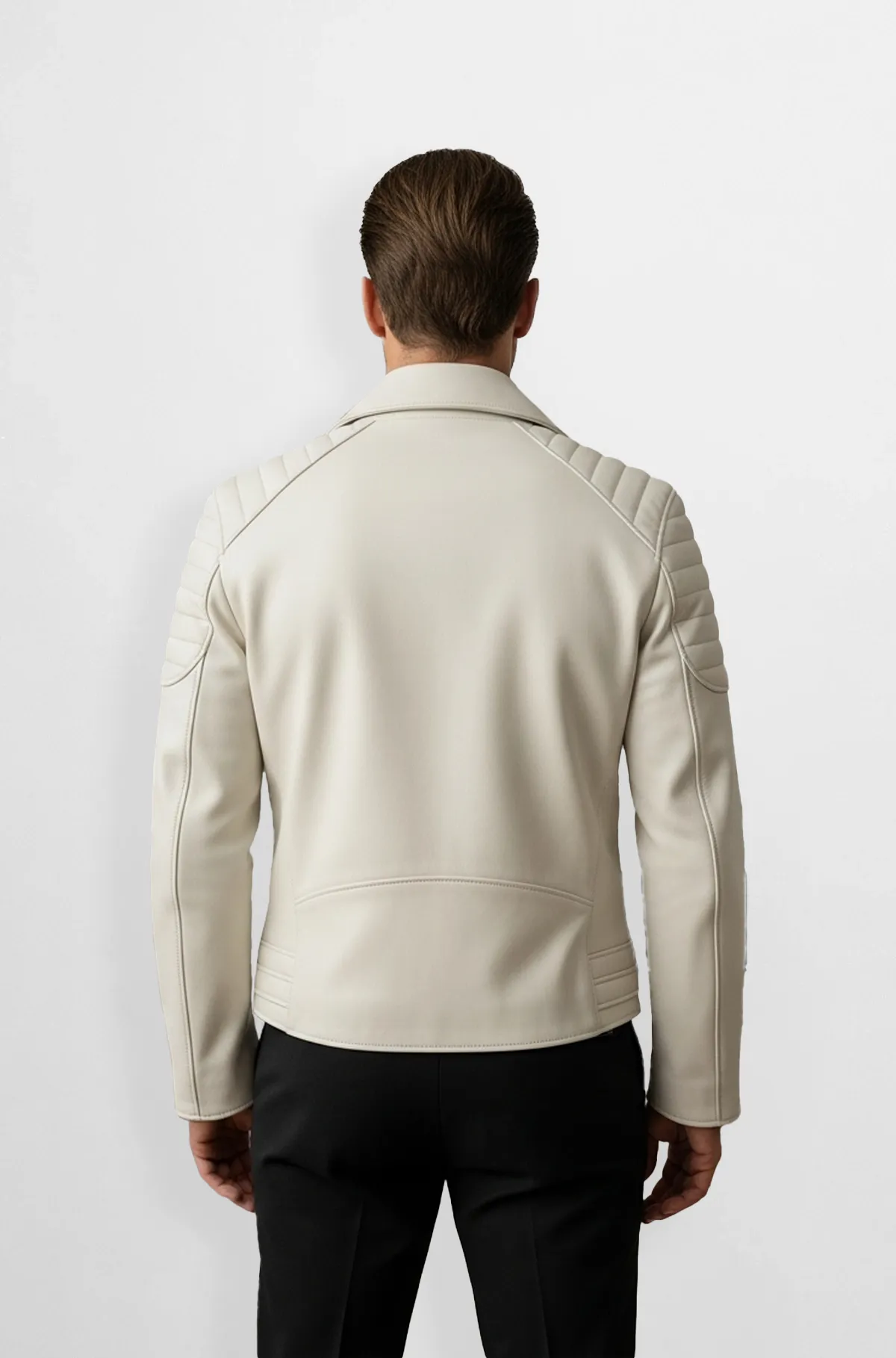 Ivory Rebel Cream Biker Leather Jacket