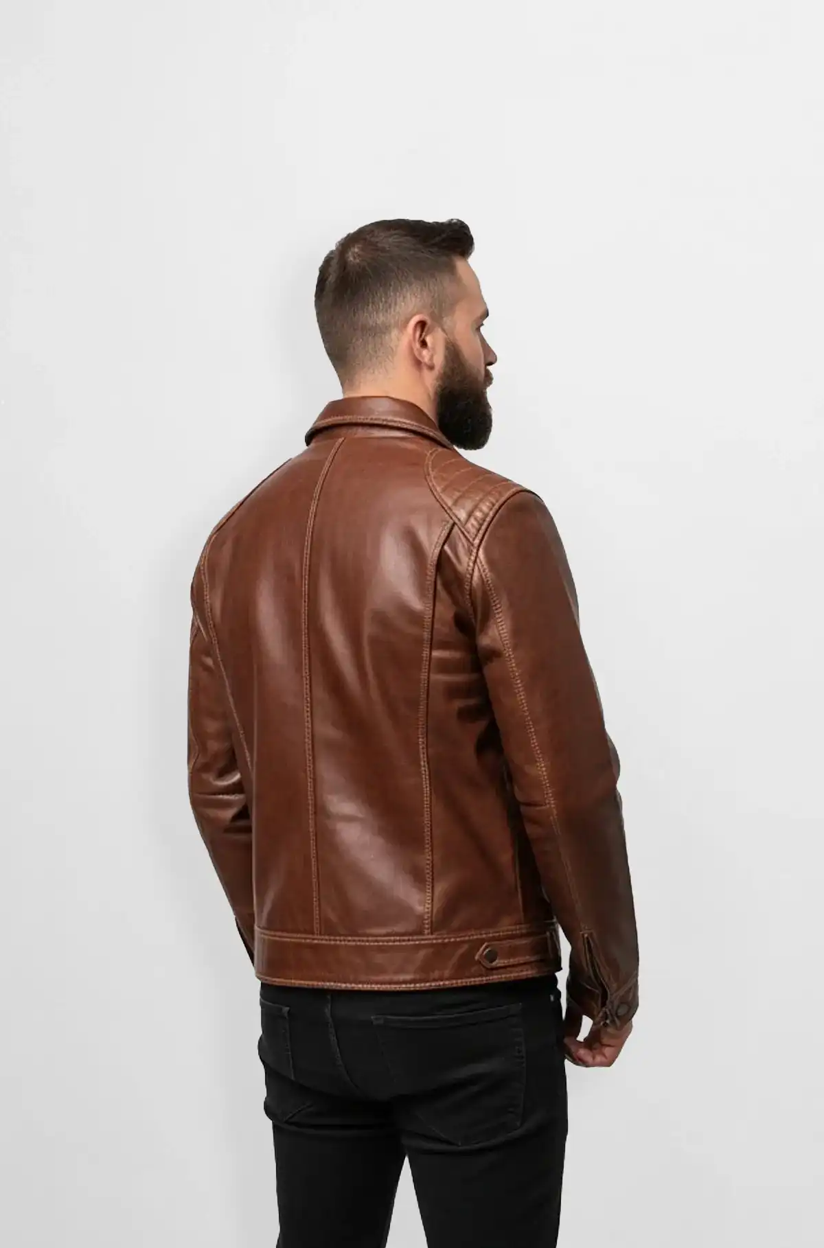 Jackson Mens Brown Leather Trucker Jacket