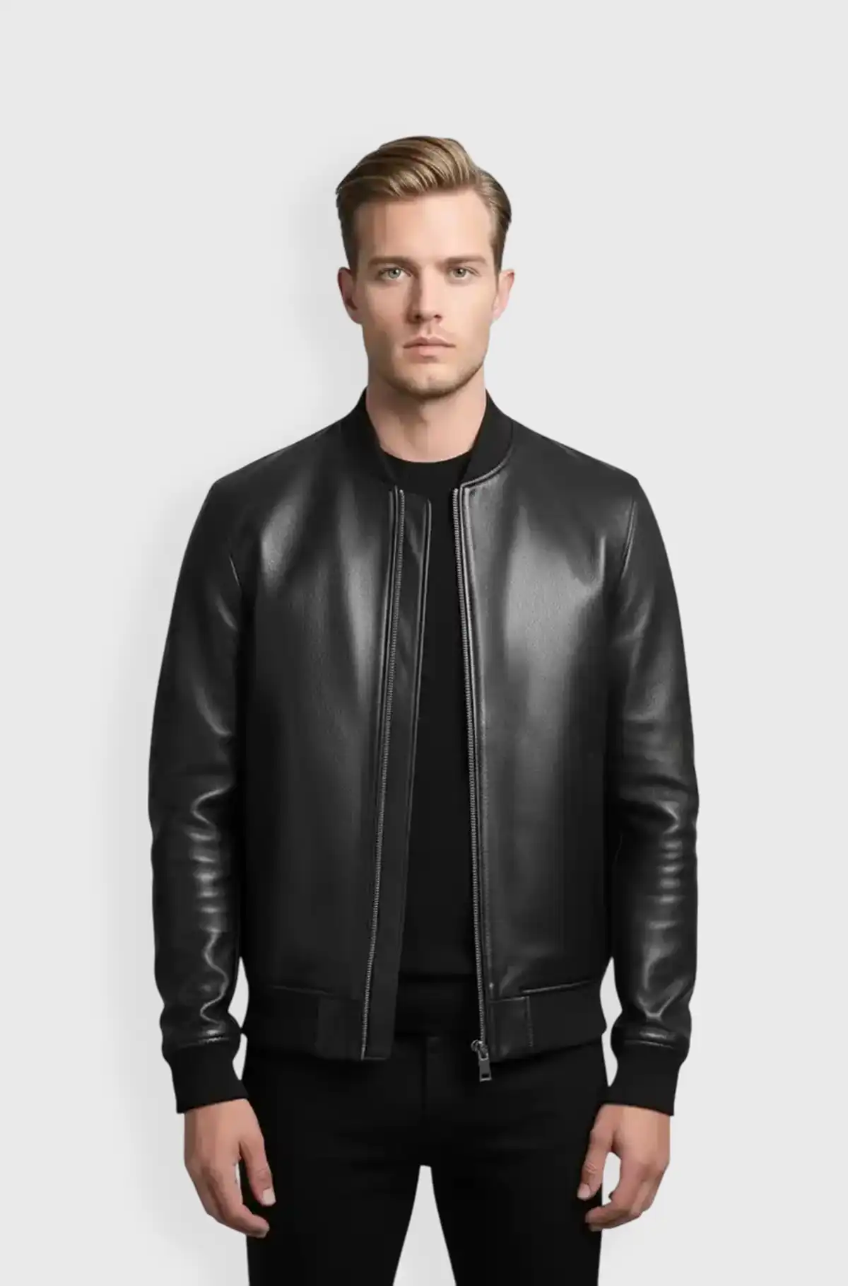 Jet Black Valor Bomber Leather Jacket