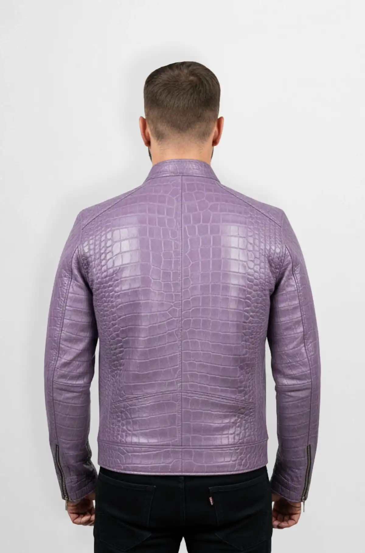 Lavender Crocodile Leather Jacket