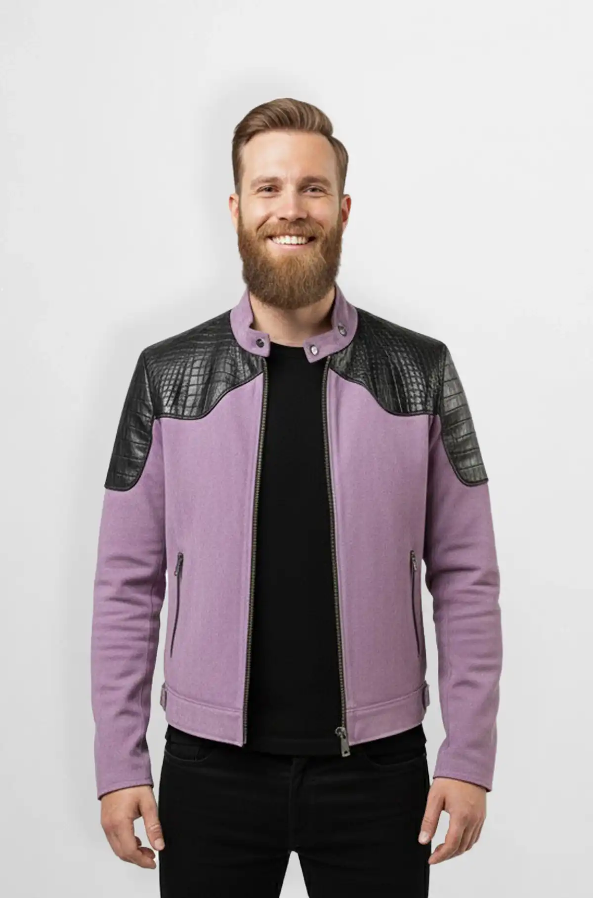 Lavender with Black Crocodile Embossed Shoulders