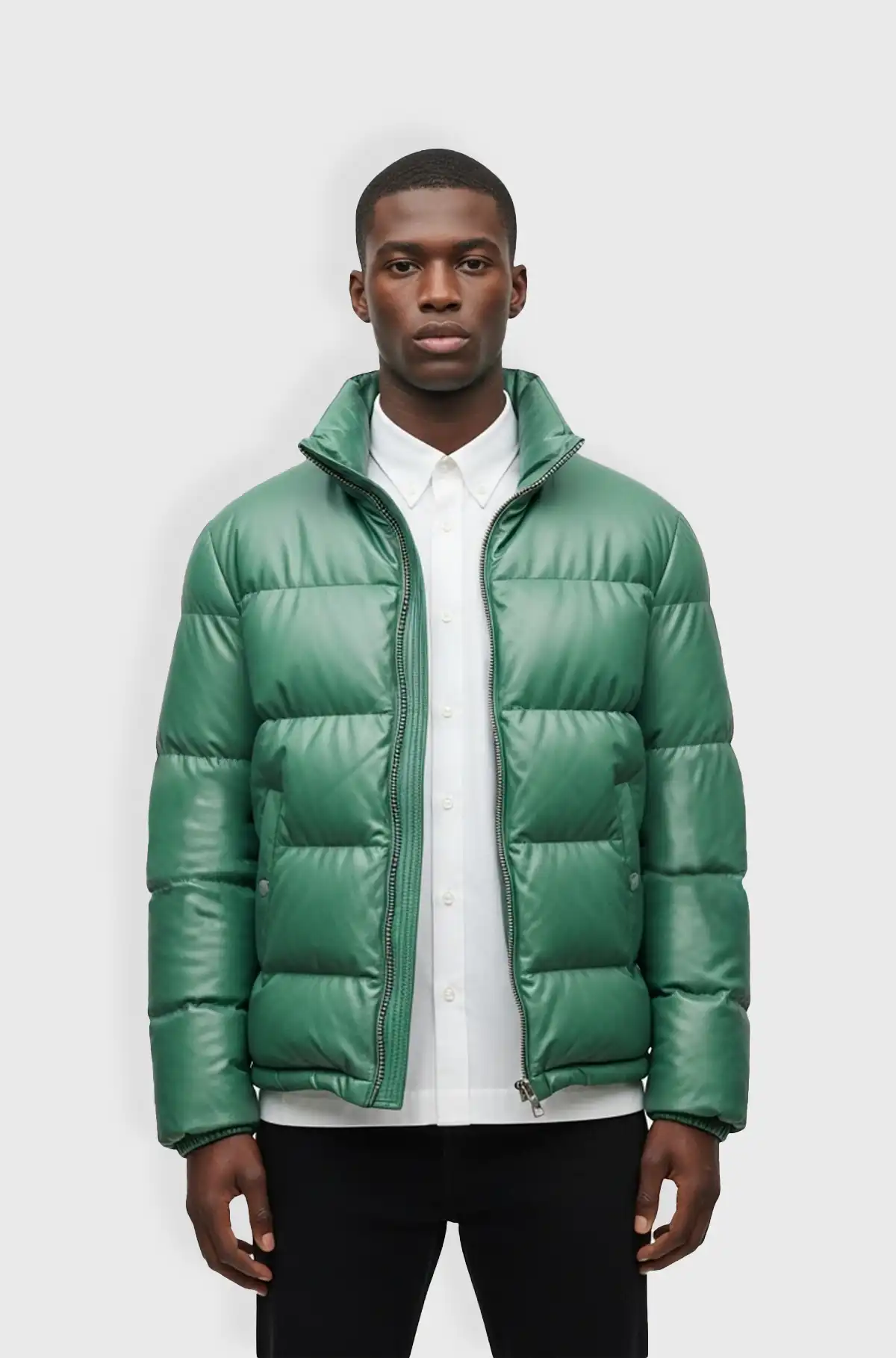 Light Green Puffer Jacket for Men