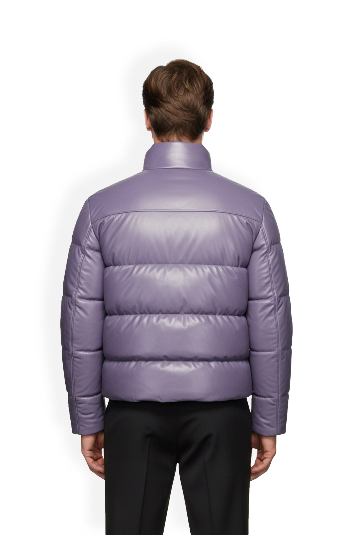 Light Purple Leather Puffer Jacket