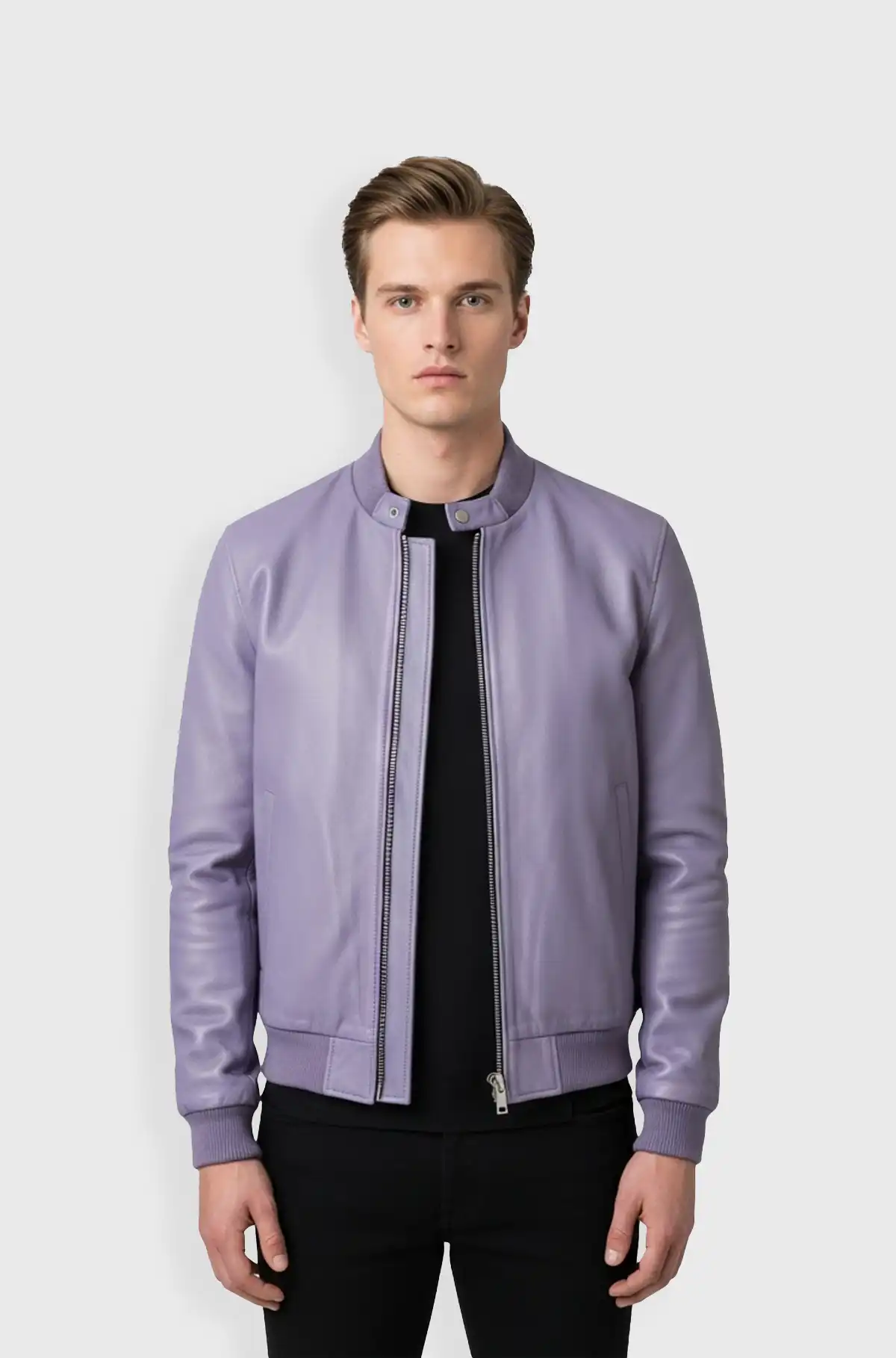 Lilac Luxe Bomber Leather Jacket