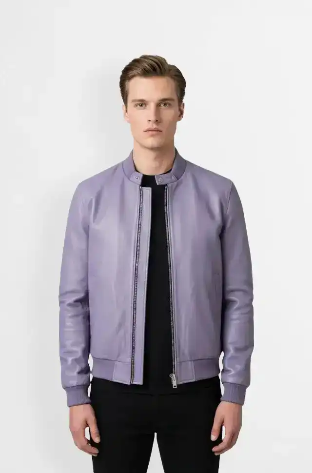 Lilac Luxe Bomber Leather Jacket