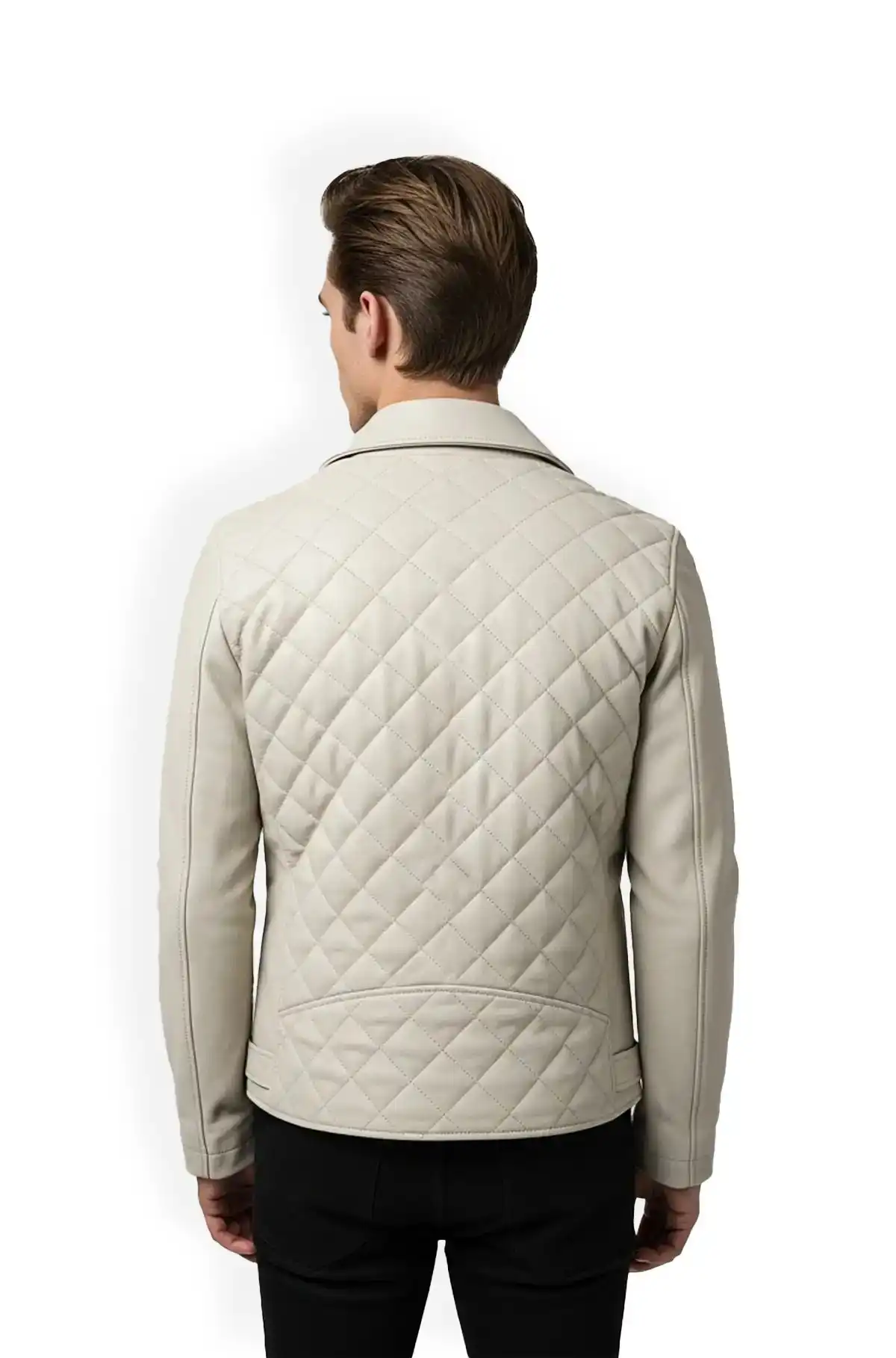 Lux Matte Cream Quilted Leather Jacket