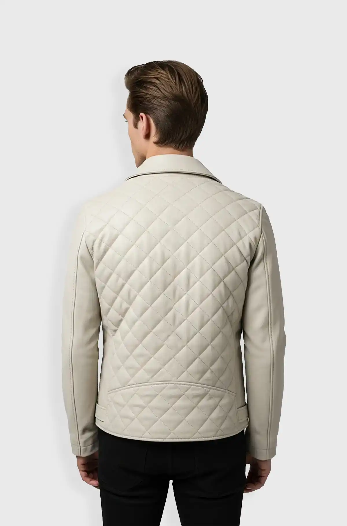 Lux Matte Cream Quilted Leather Jacket