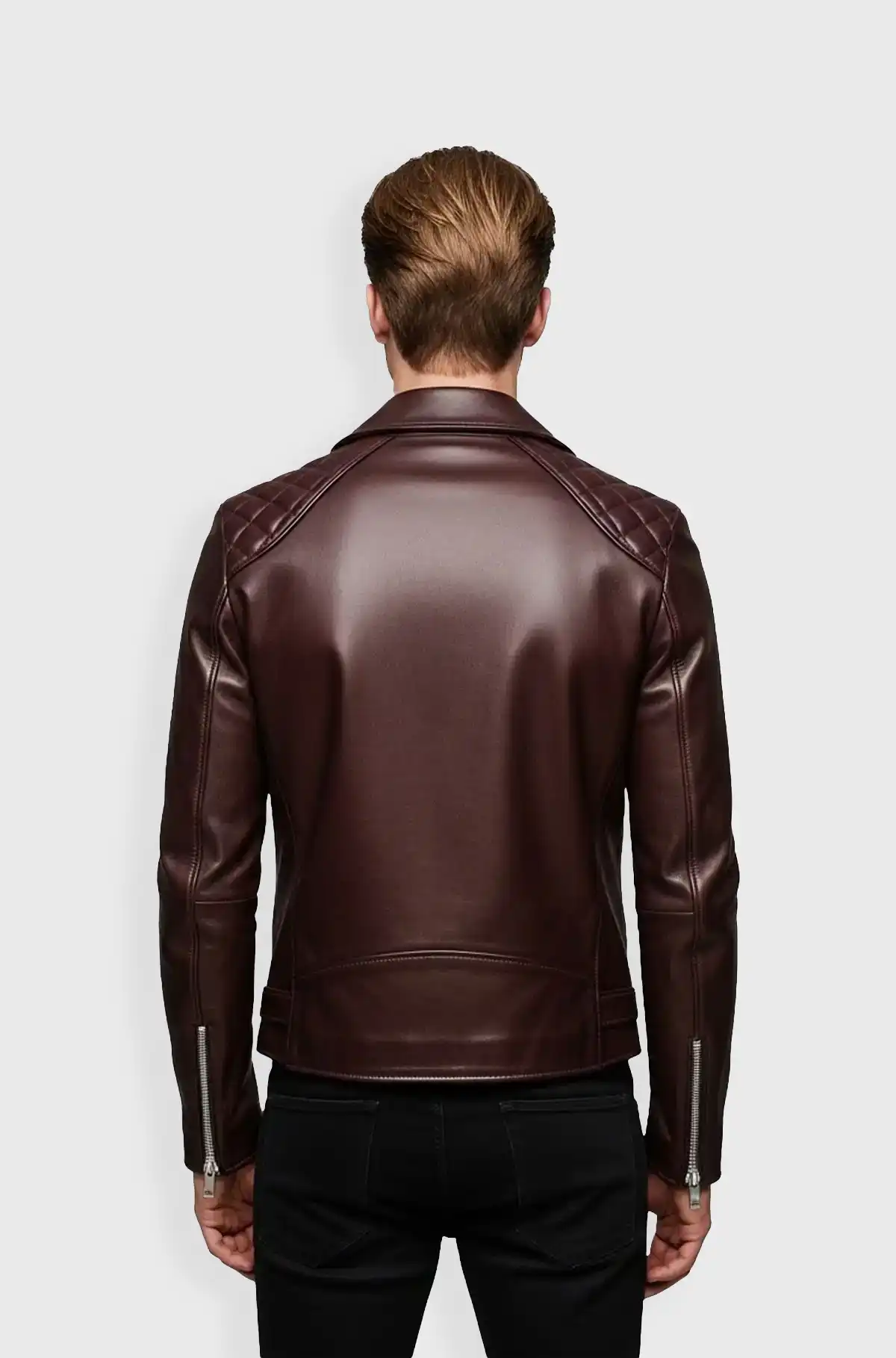 Maroon Rebel Quilted Biker Jacket