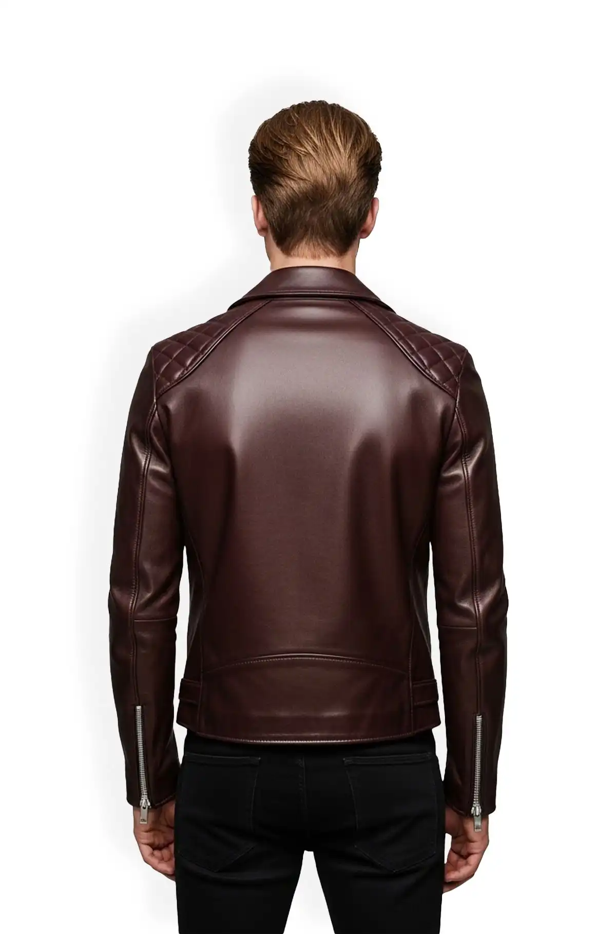 Maroon Rebel Quilted Biker Jacket