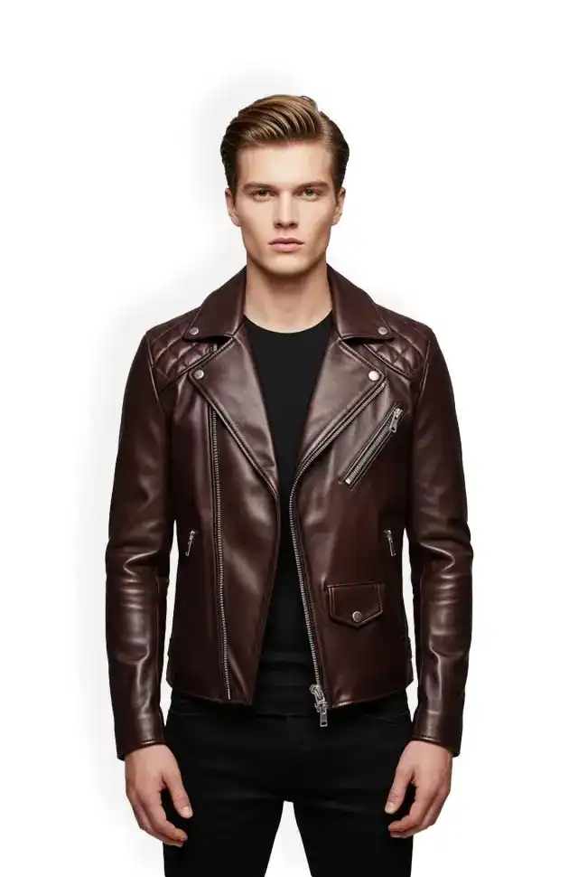 Maroon Rebel Quilted Biker Jacket