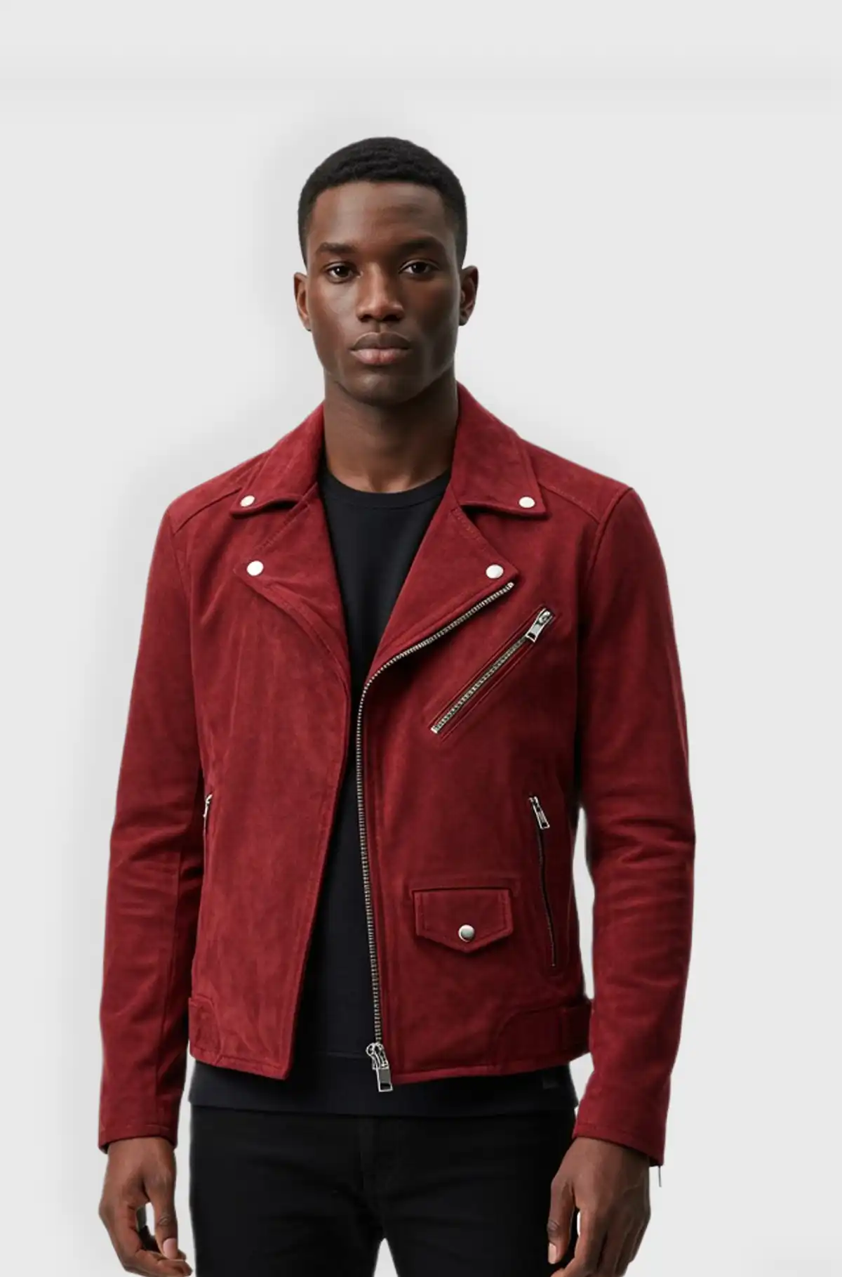 Men Burgundy Suede Jacket Men Burgundy Suede Jacket