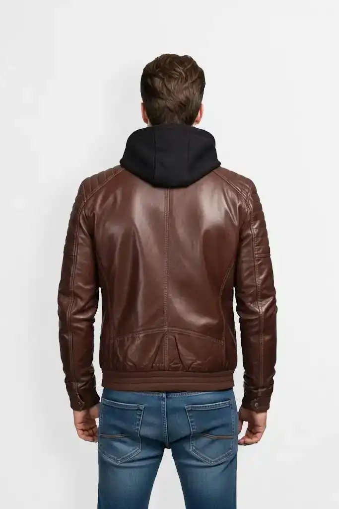 Men’s Dark Brown Bomber Leather Jacket