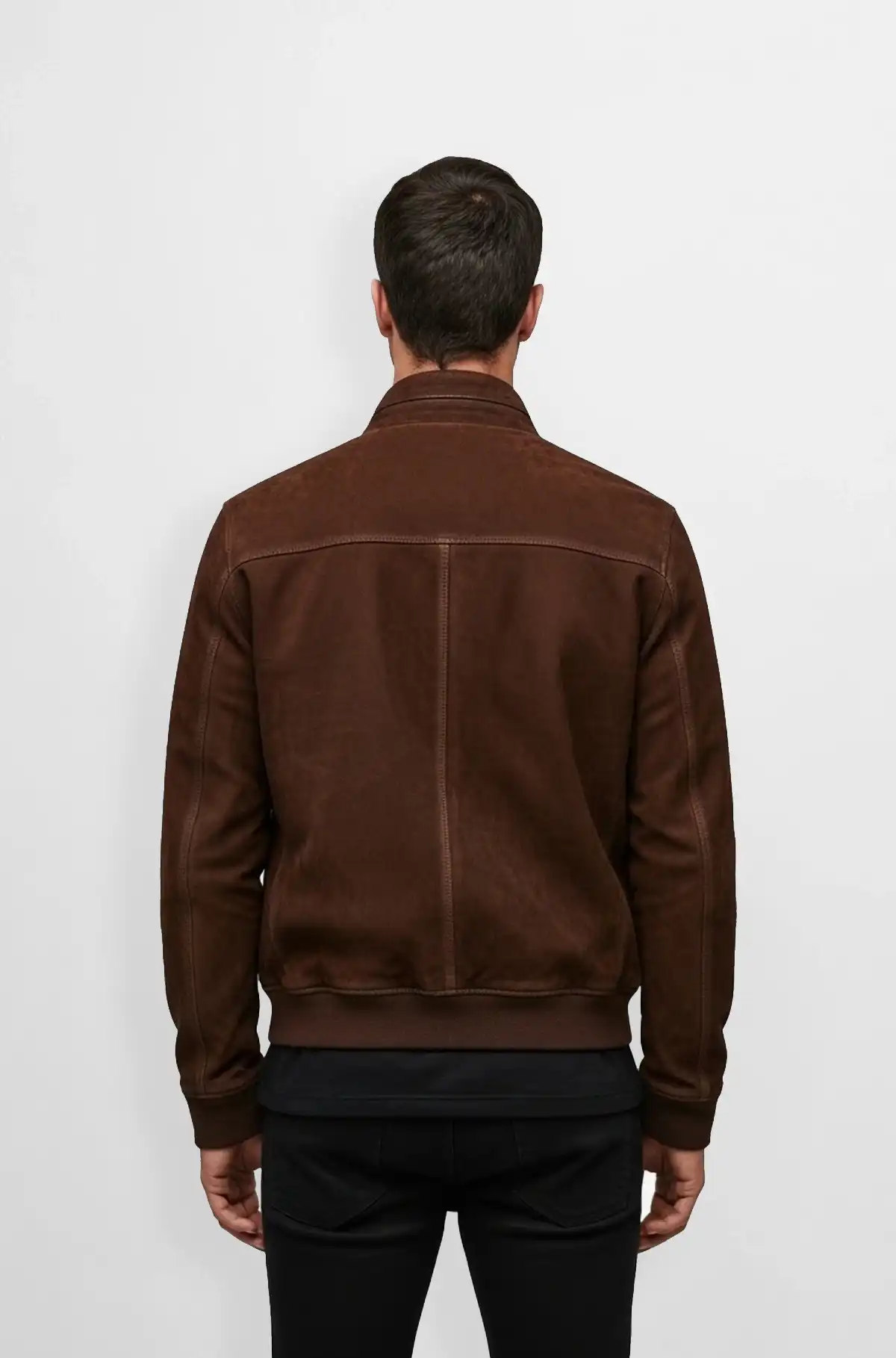 Men's Espresso Brown Suede Aviator Jacket