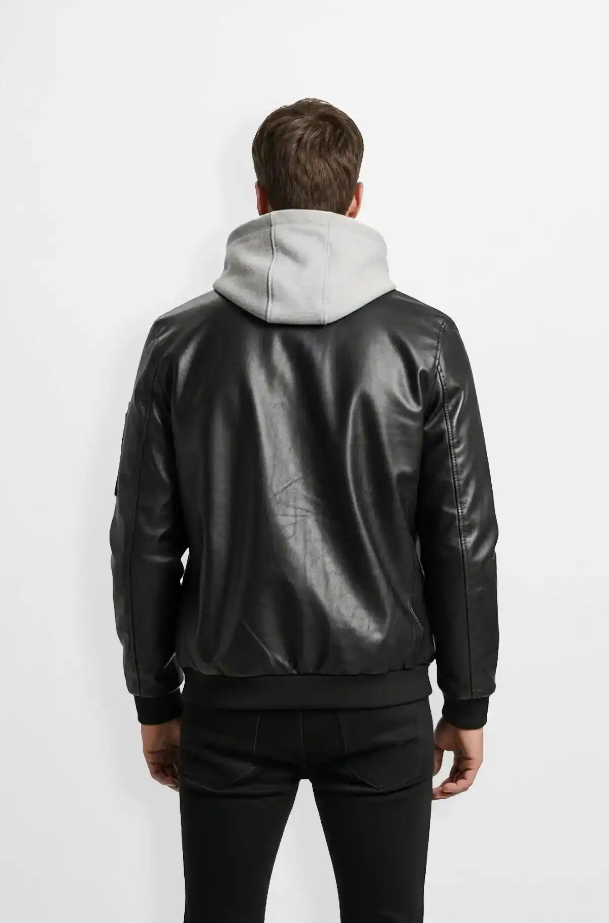 Mens Jet Black Leather Bomber Jacket Mens Jet Black Leather Bomber Jacket