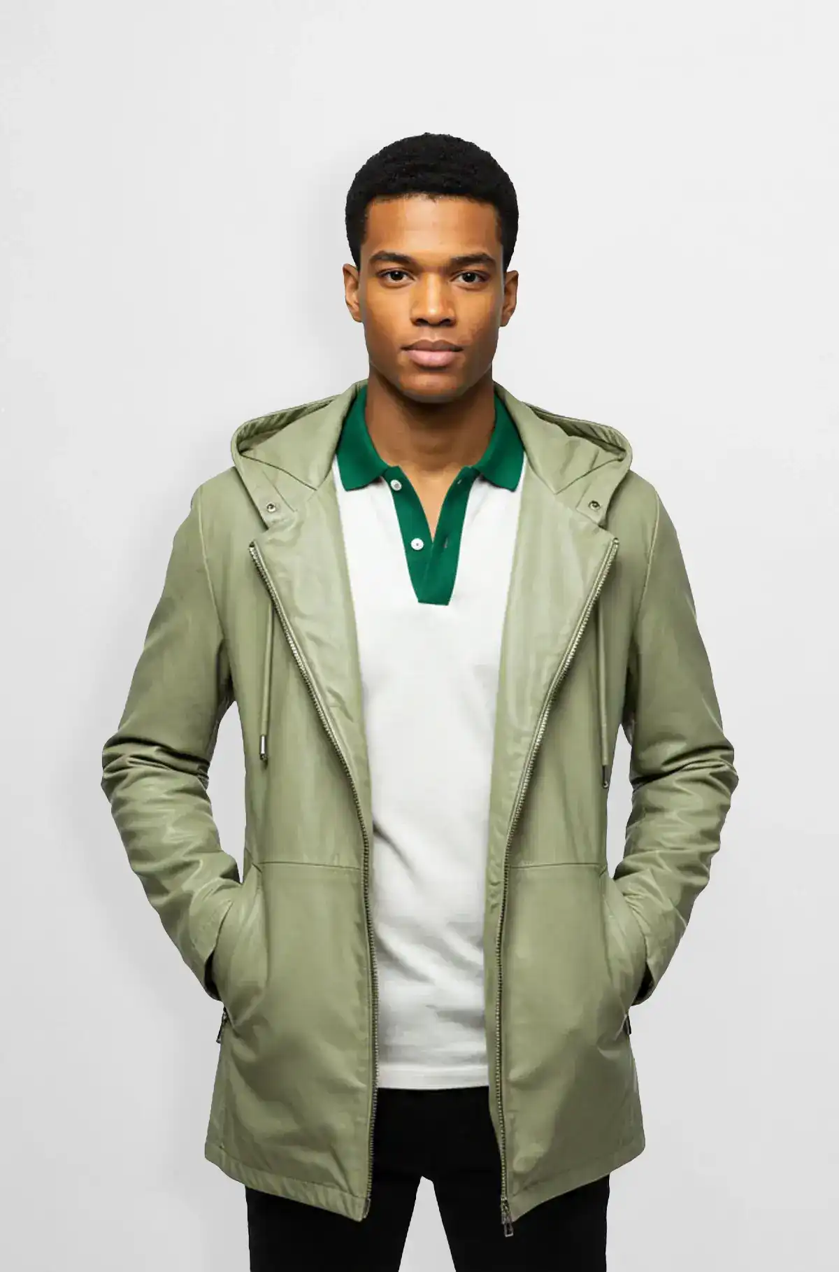 Mens Olive Green Hooded Parka