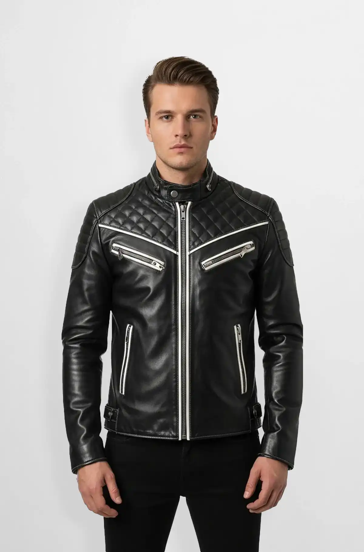 Mens Premium Black Leather Biker Jacket Mens Premium Black Leather Biker Jacket