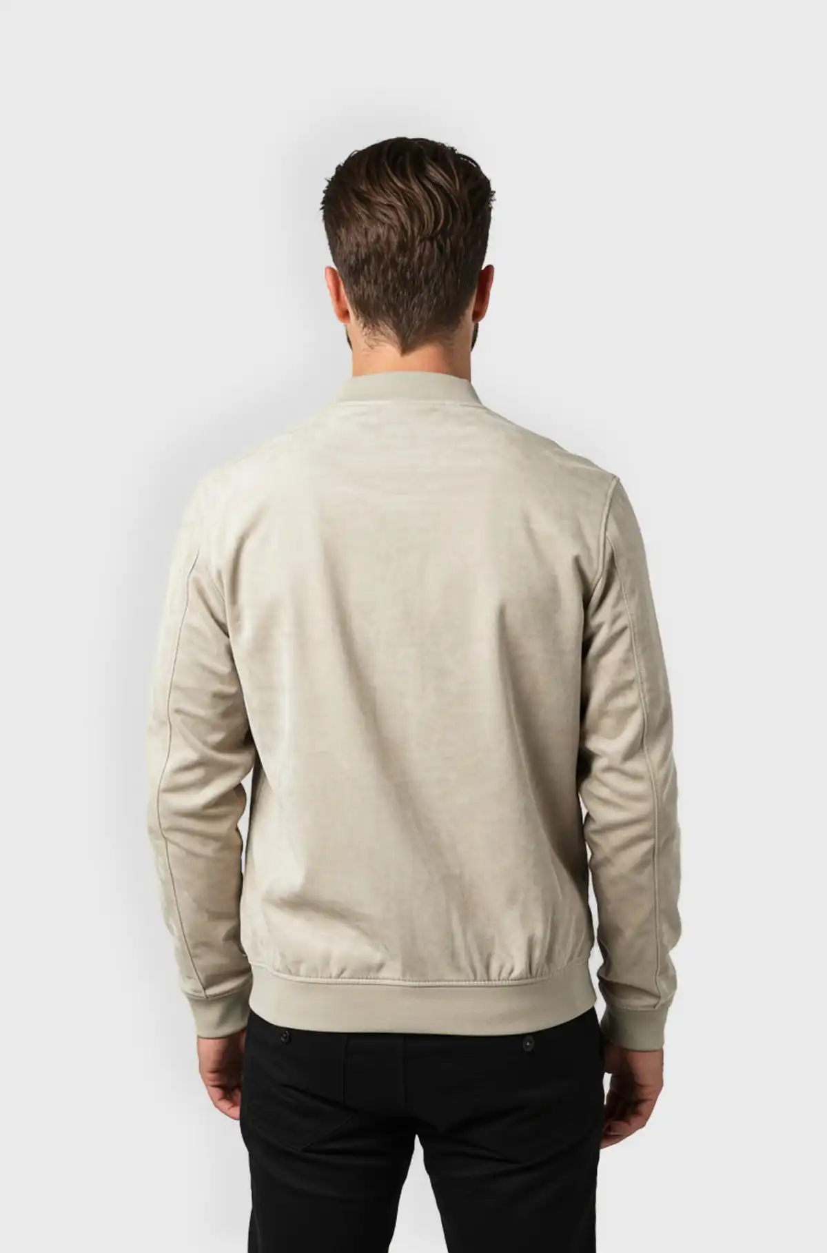 Mens Beige Suede Bomber