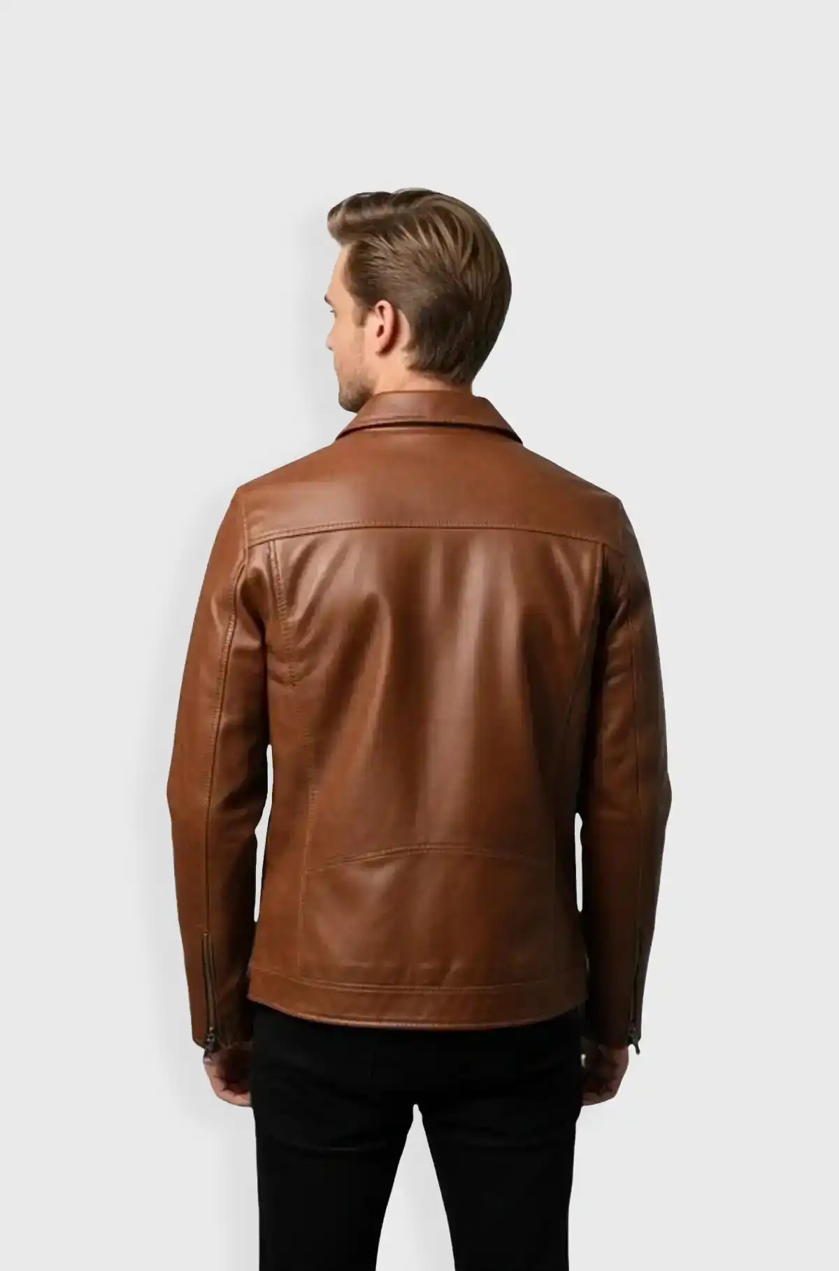 Mens Brown Leather Cafe Racer Jacket