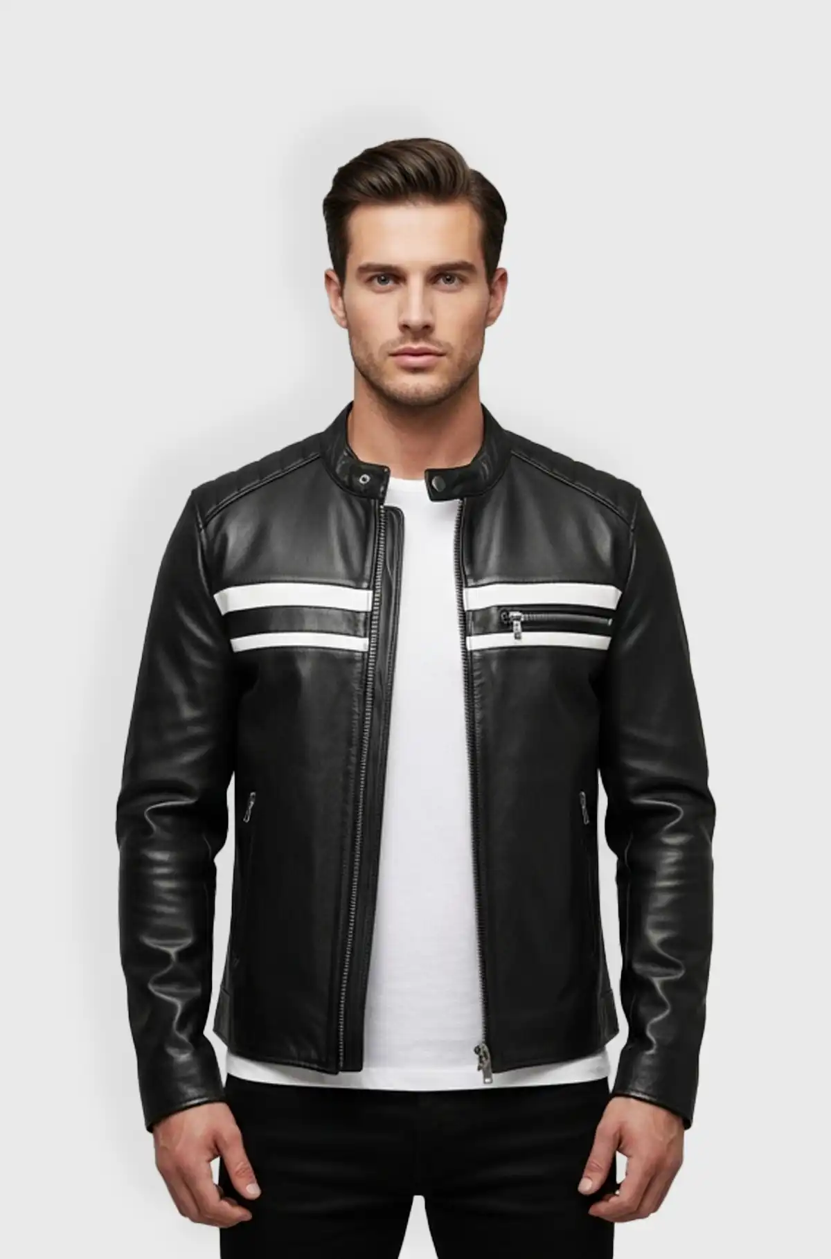Mens Cafe Racer Black Leather Jacket Mens Cafe Racer Black Leather Jacket