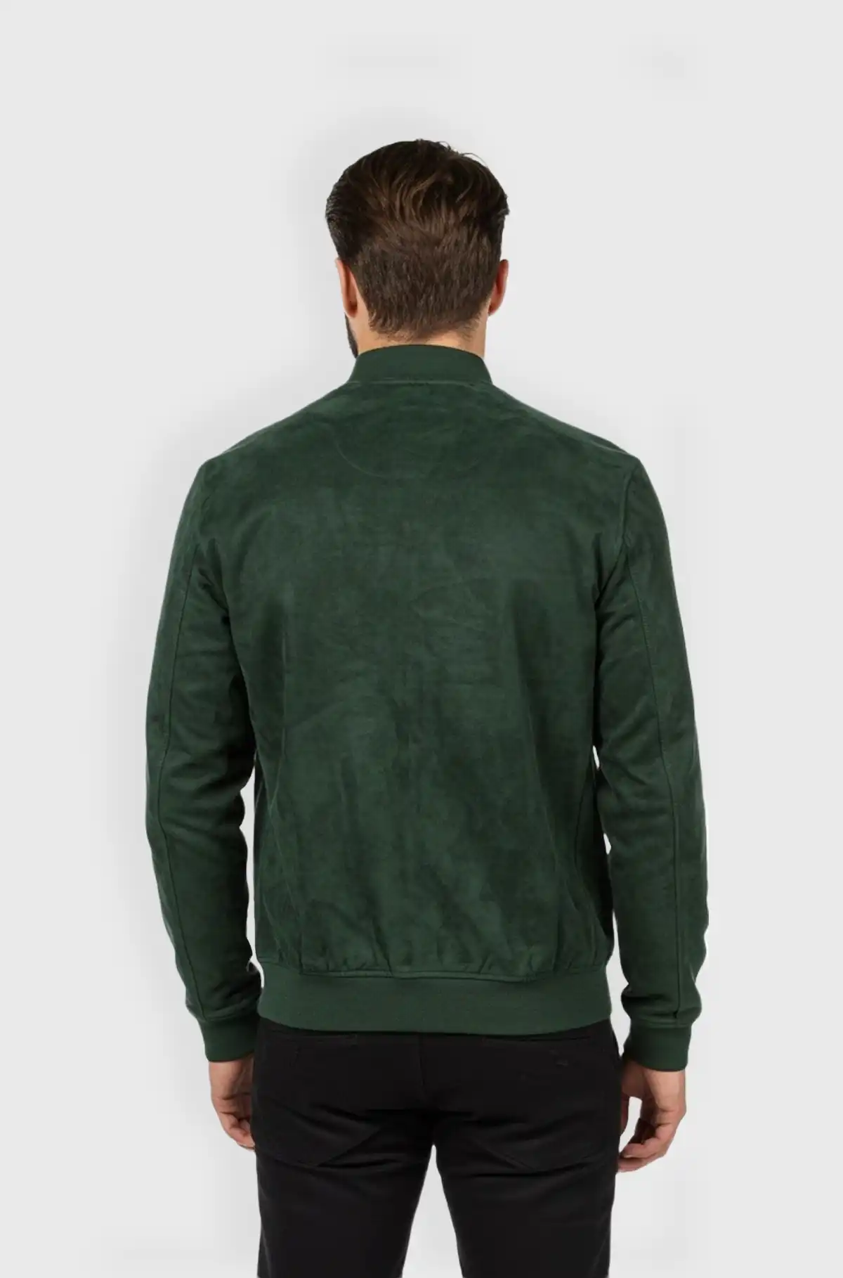 Mens Green Suede Bomber Jacket