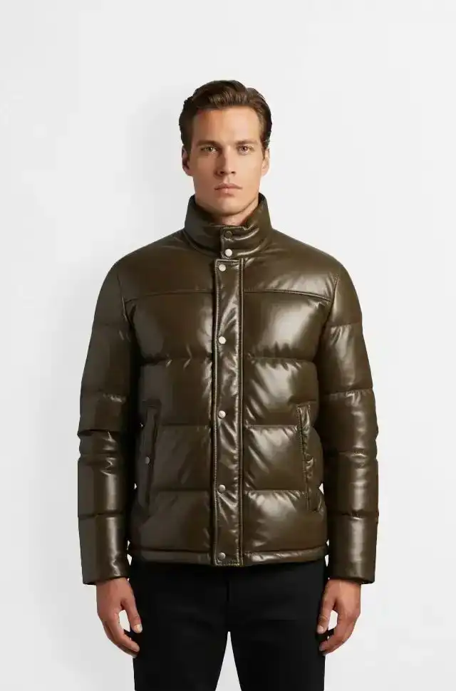  Mens Olive Green Puffer Jacket