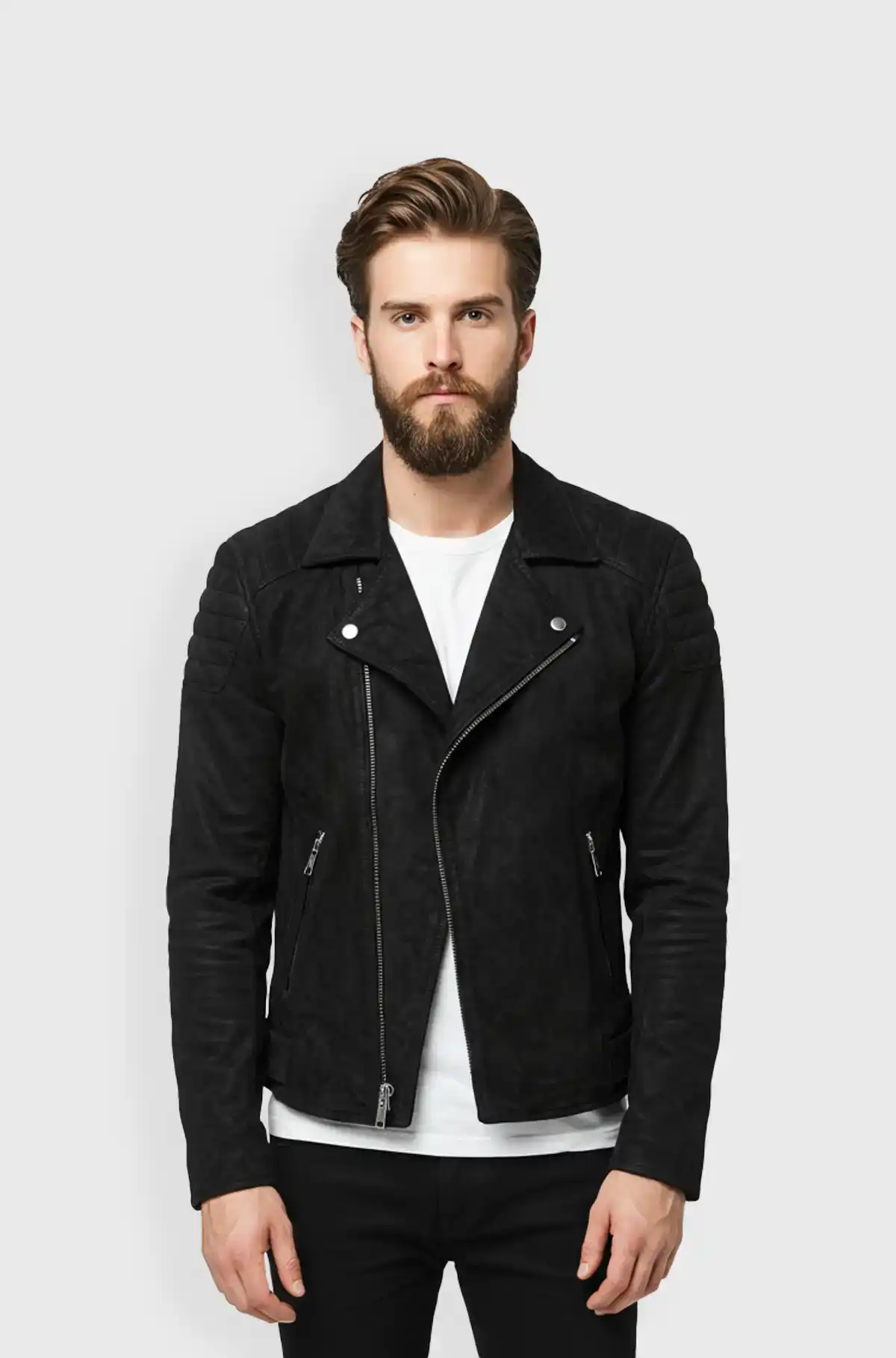 Mens Rogue Suede Biker Jacket