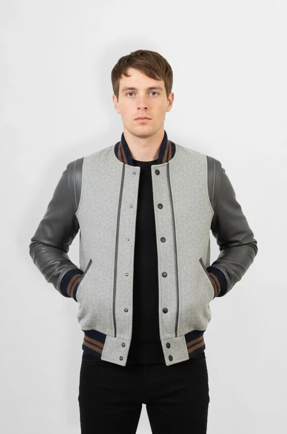 Midnight Alloy Grey Varsity Jacket