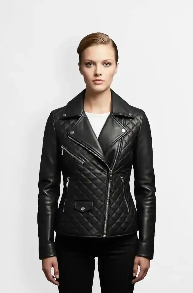 Midnight Diamond Quilted Biker jacket