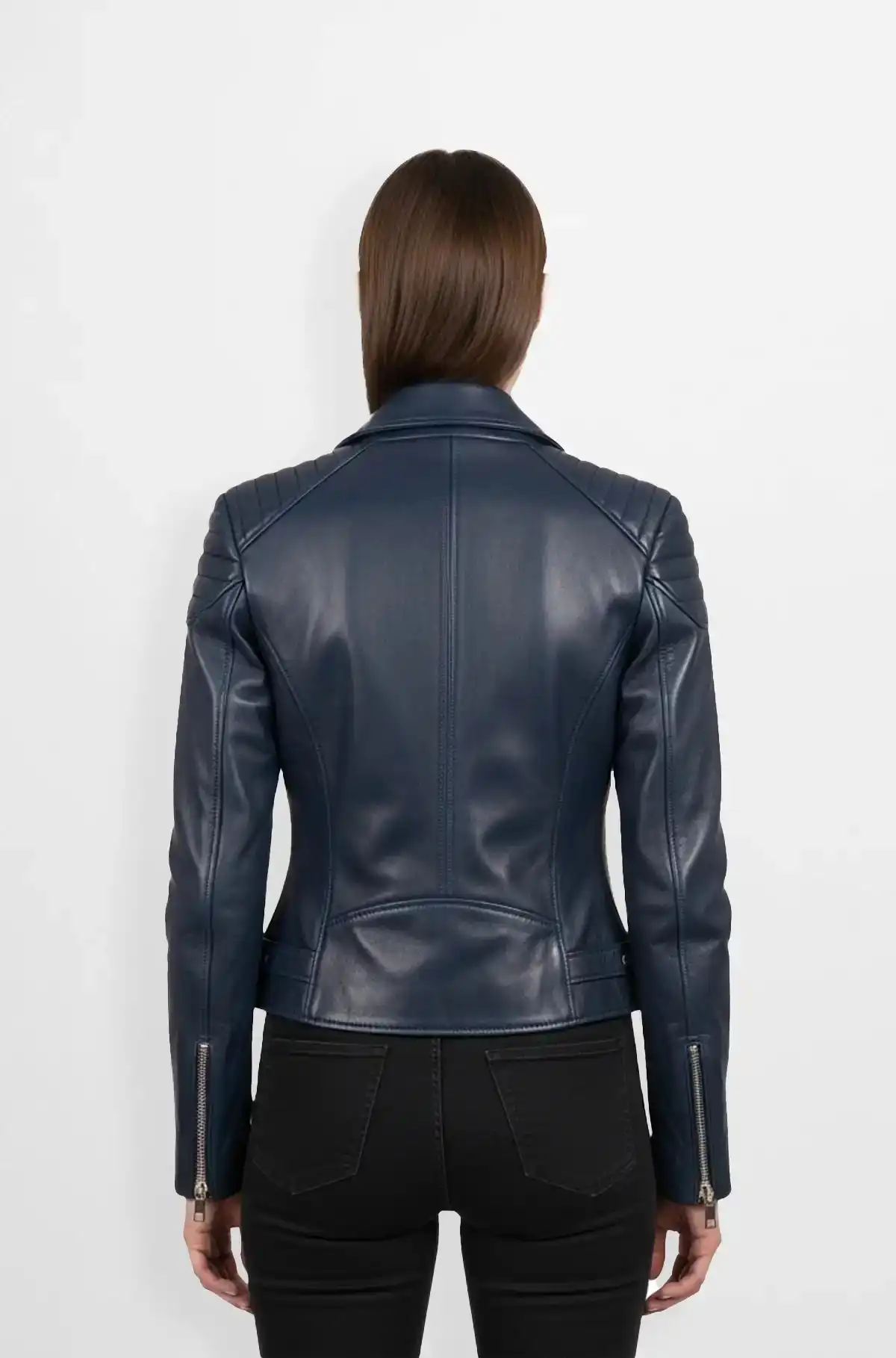 Midnight Motion Navy Blue Biker Leather Jacket