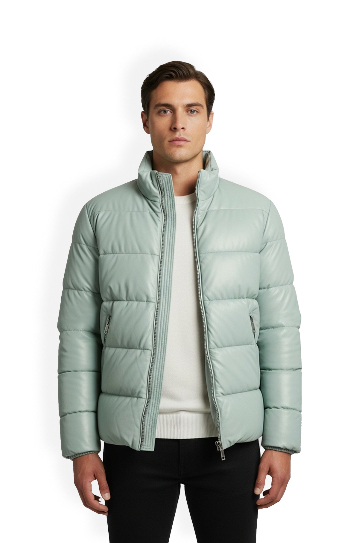 Mint Green Puffer Jacket for Men