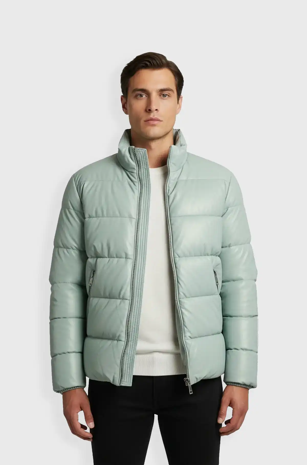 Mint Green Puffer Jacket for Men
