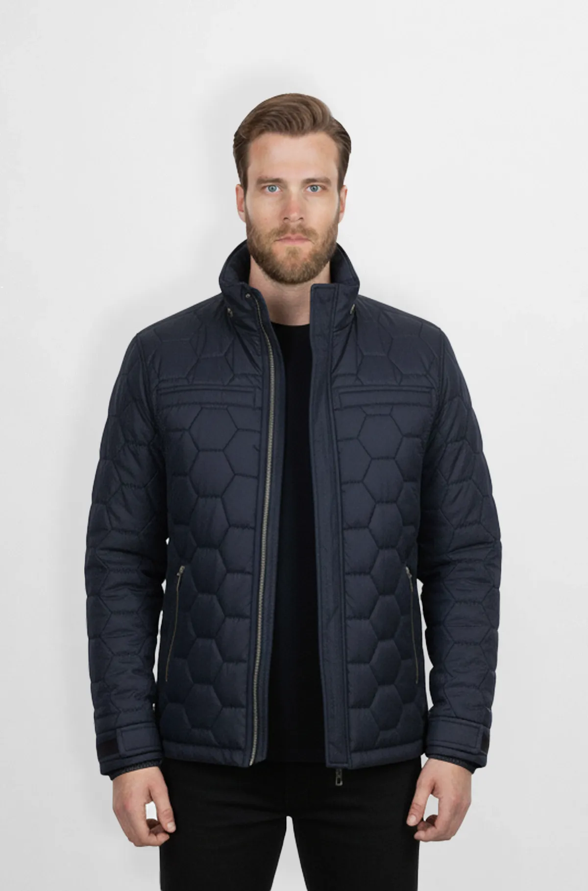 Navy Blue Quilted Puffer Jacket