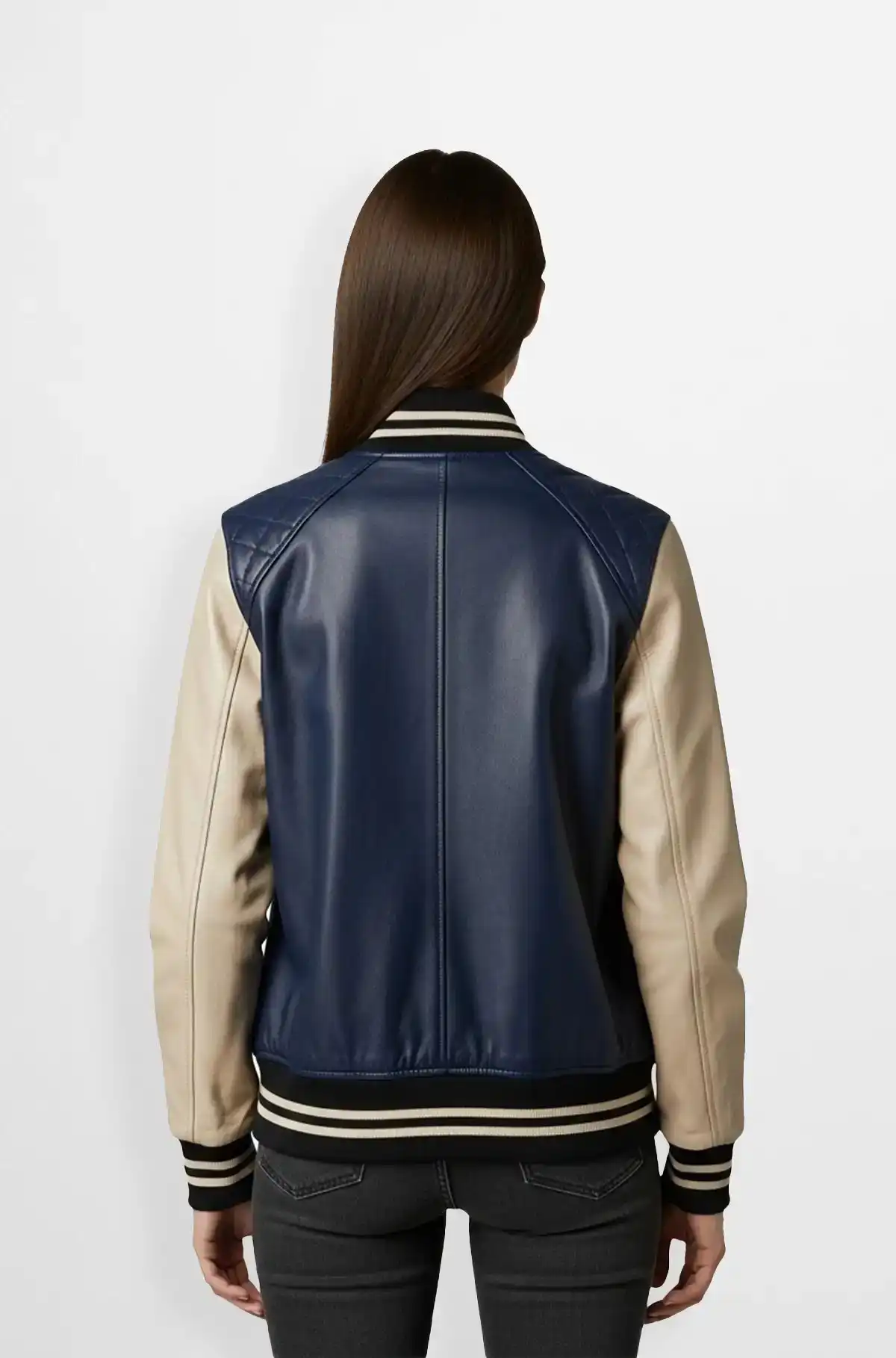 NavyCore Varsity Leather Jacket