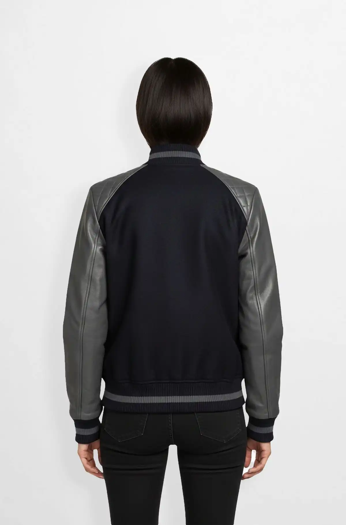 NightSlate Varsity Leather Jacket