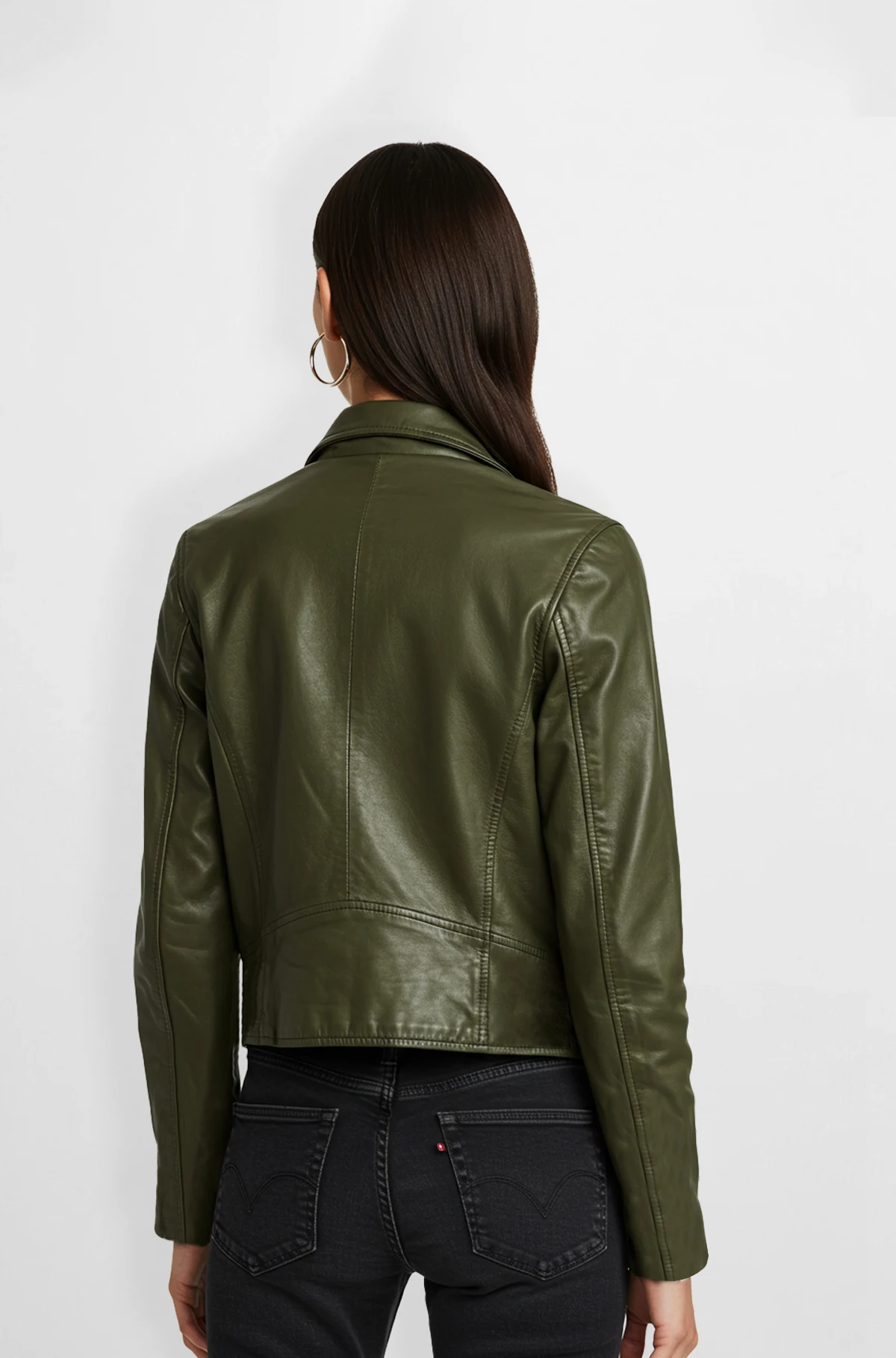 Olive Green Moto Leather Jacket 