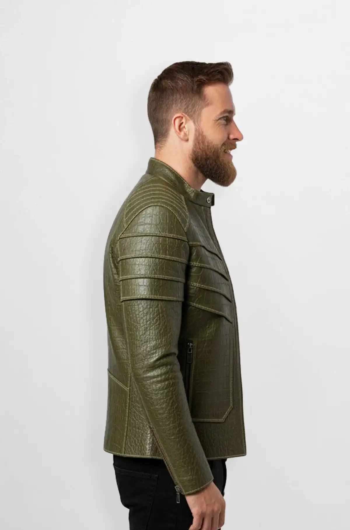 Olive Viper Crocodile Leather Jacket