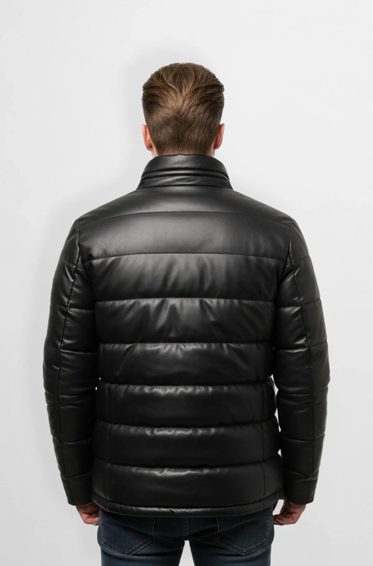 Padded Black puffer Jacket with Red Trim