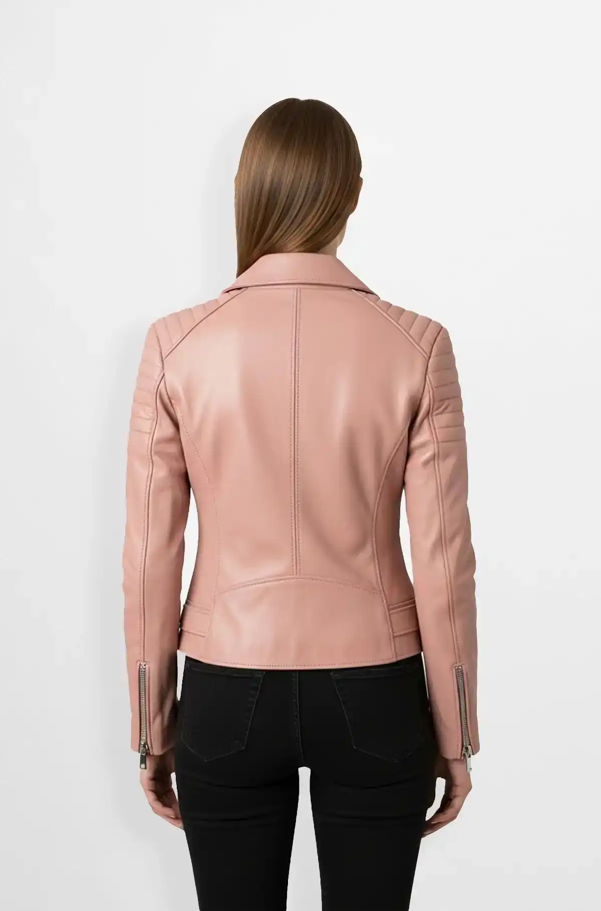 Pink Biker Leather Jacket for Women
