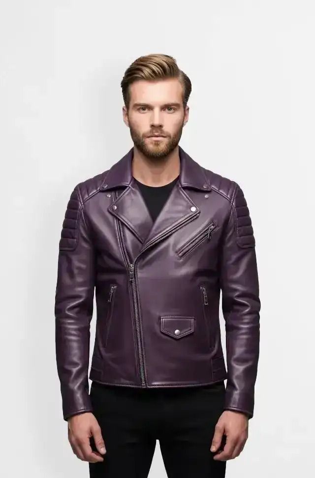 Plum Purple Regal Rider Biker Leather Jacket