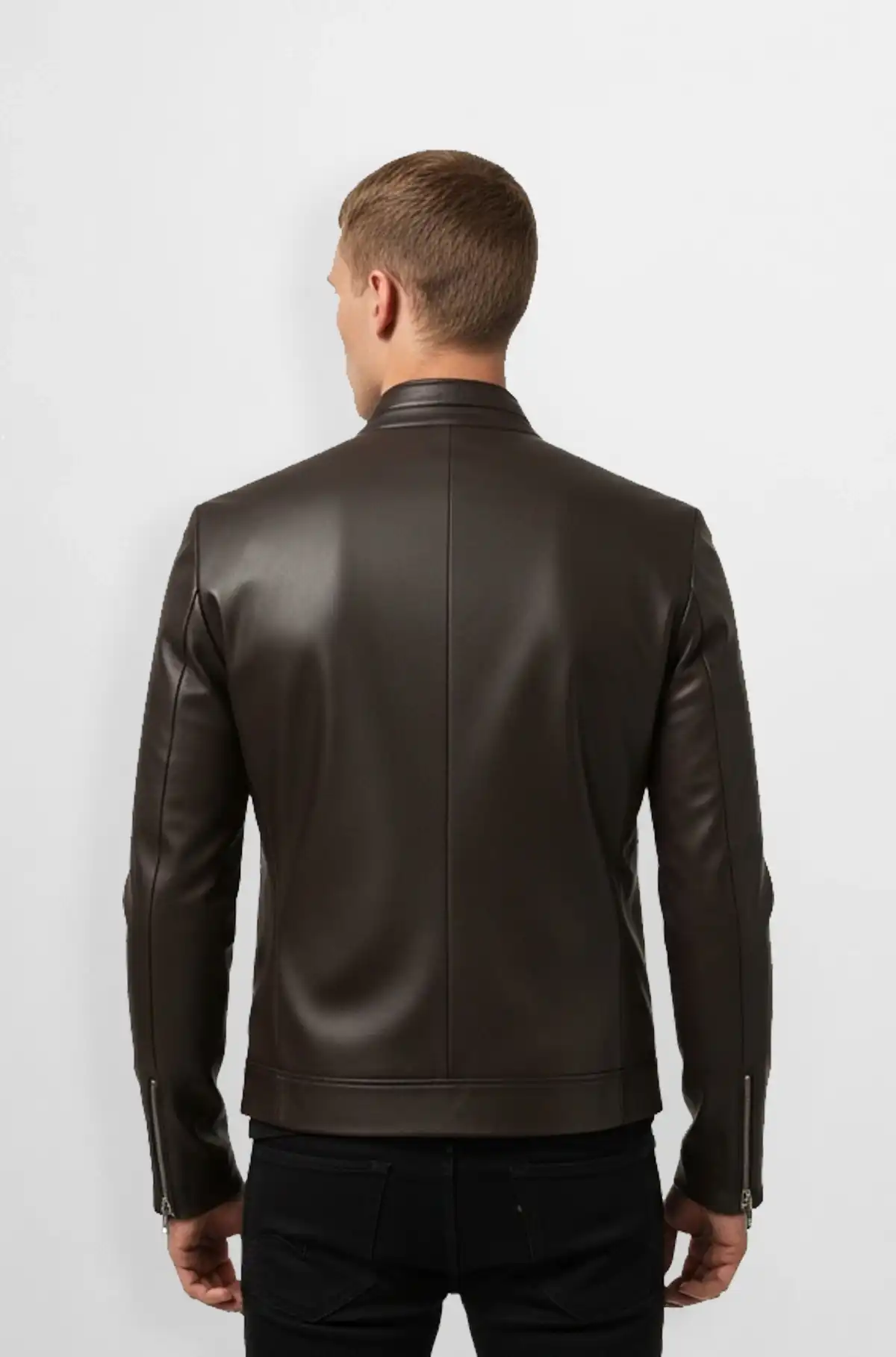 Premium Brown Leather Slim Fit Jacket