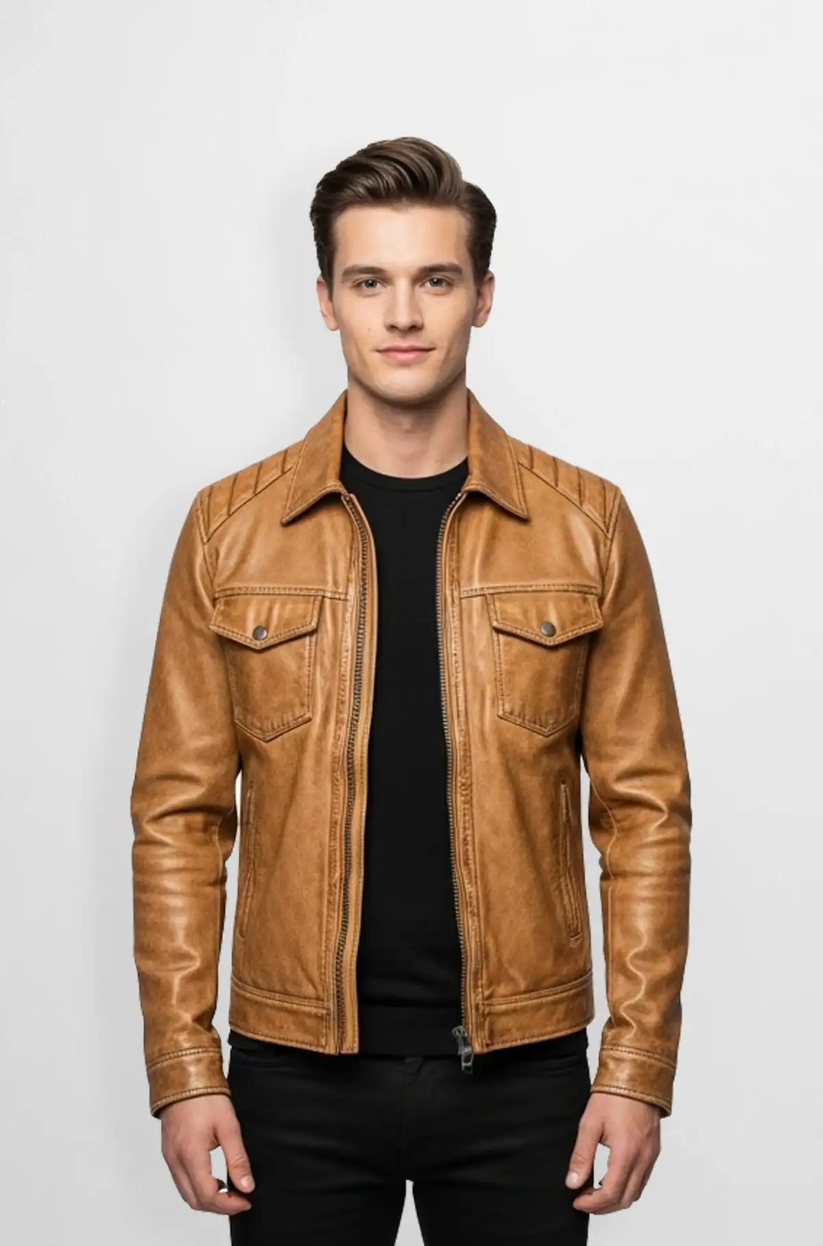 Premium Brown Racer Leather Jacket