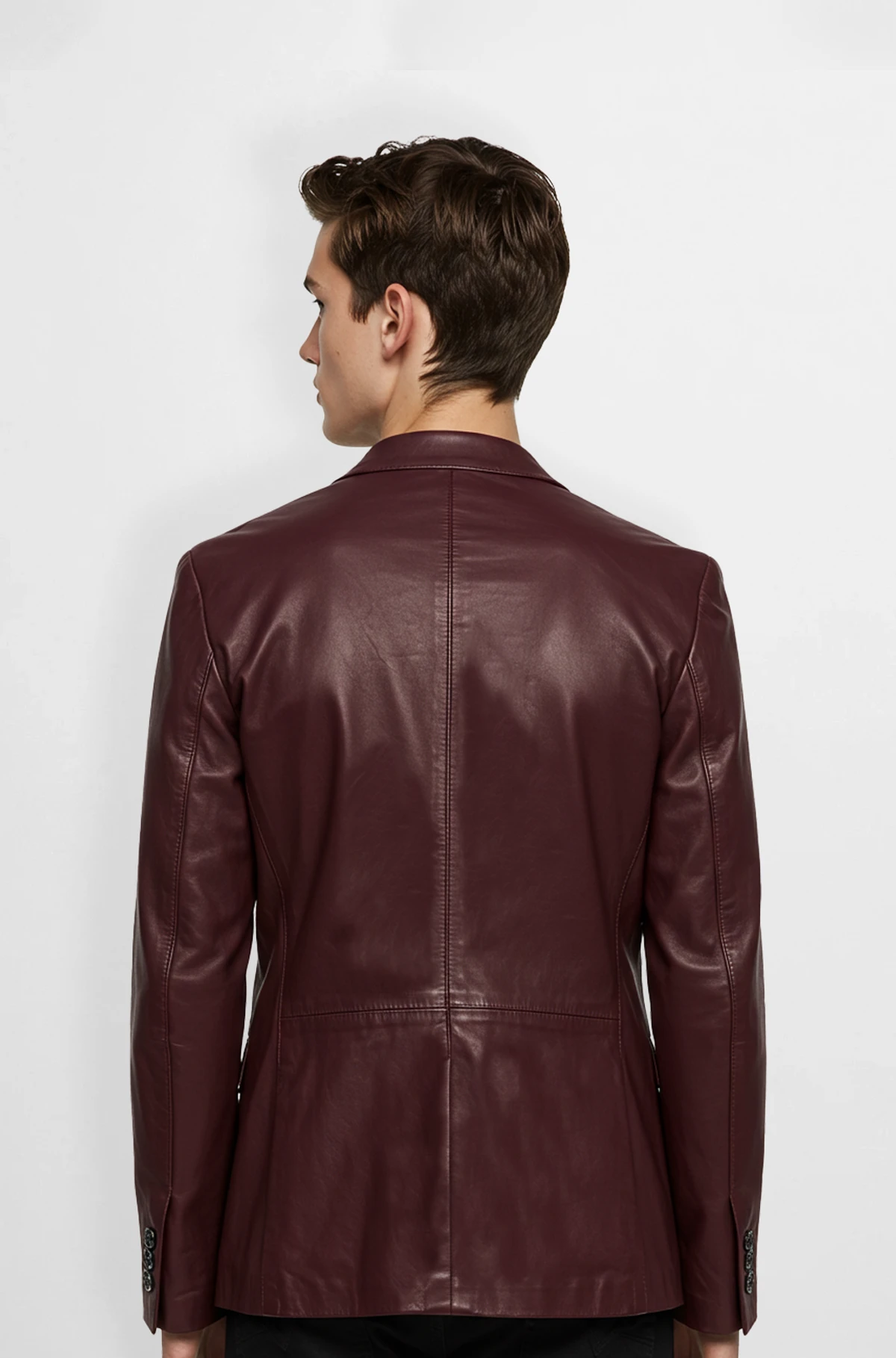 Premium Burgundy Double-Breasted Leather Jacket