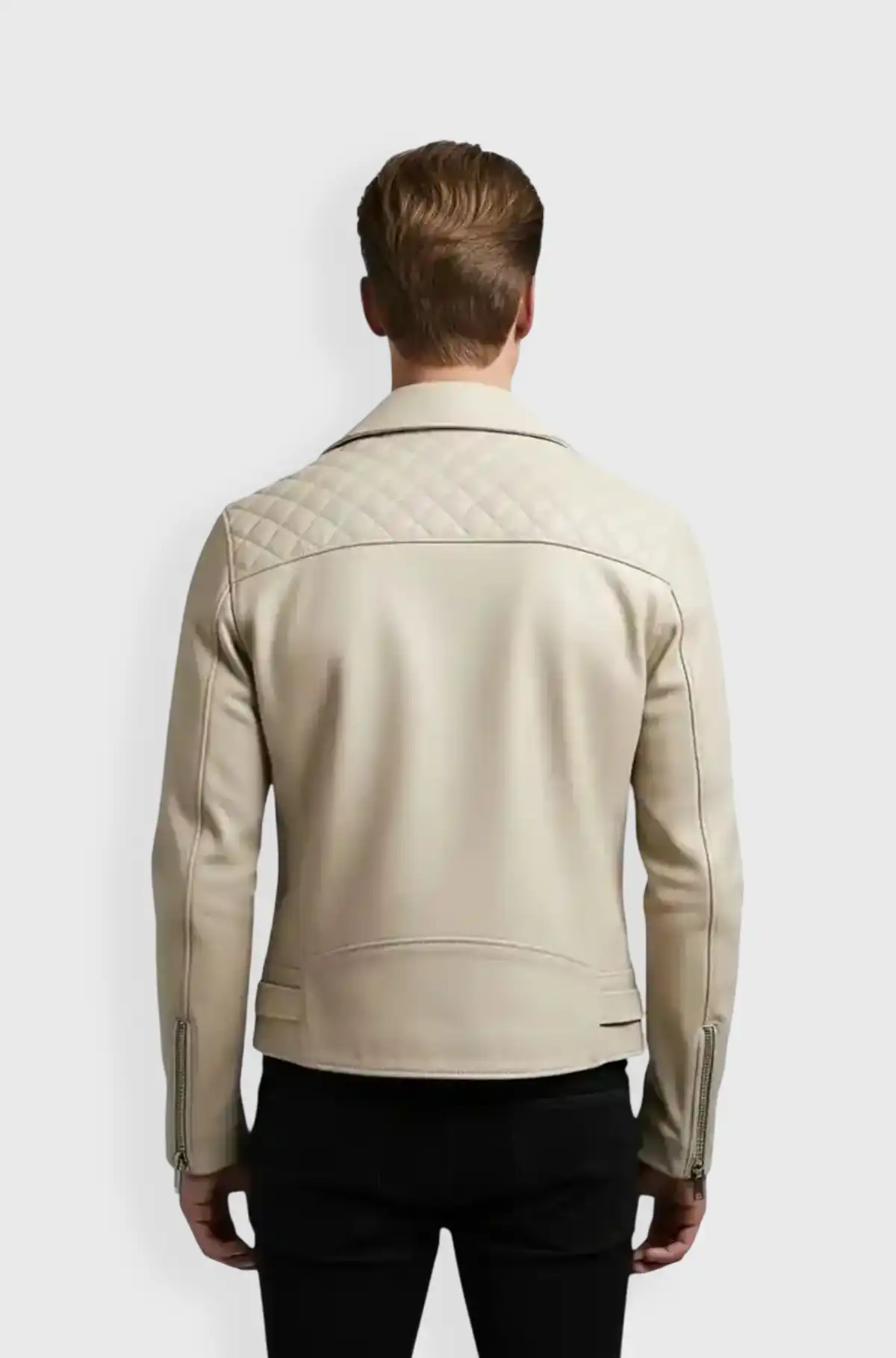 Premium Ivory Biker Leather Jacket