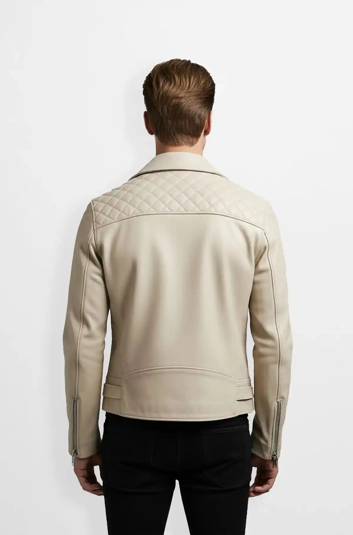 Premium Ivory Biker Leather Jacket