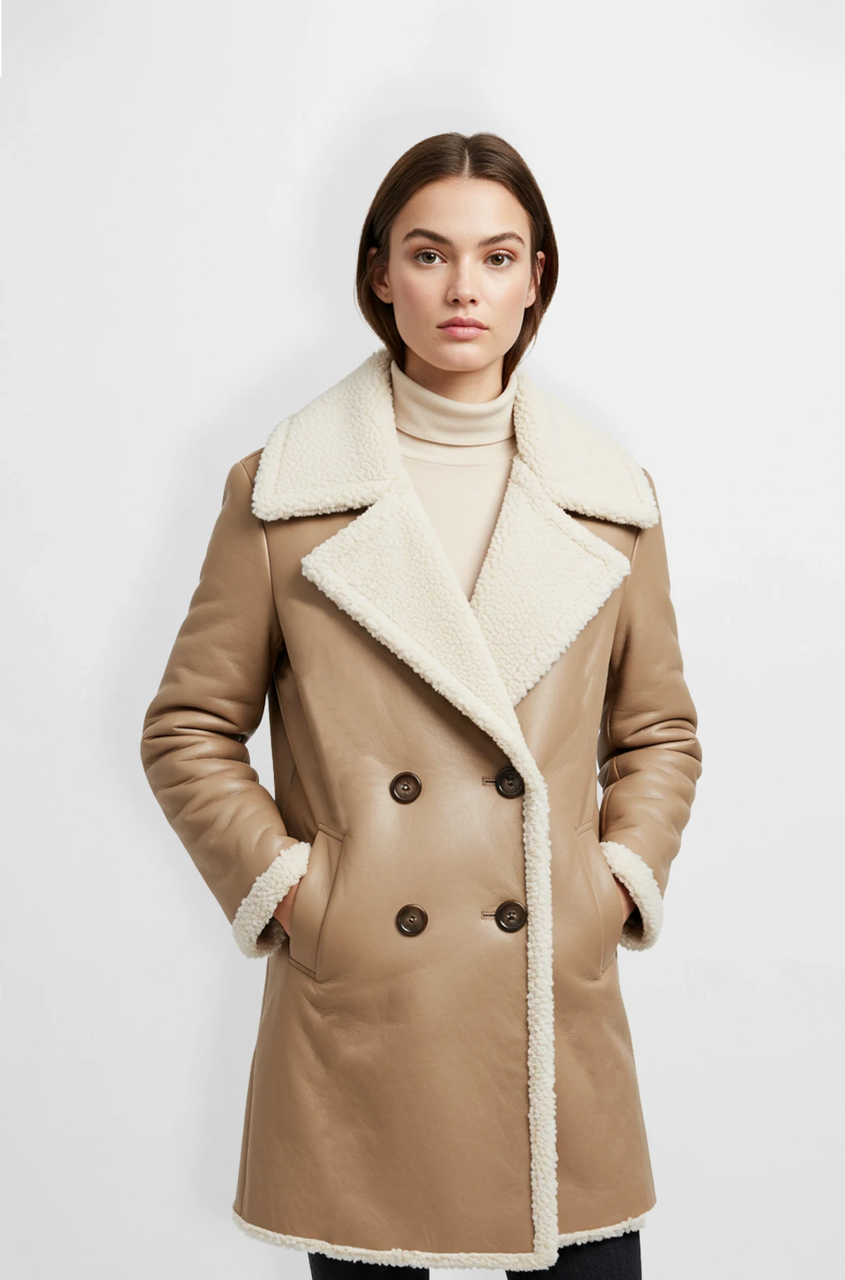 women's Premium Leather Shearling Jacket