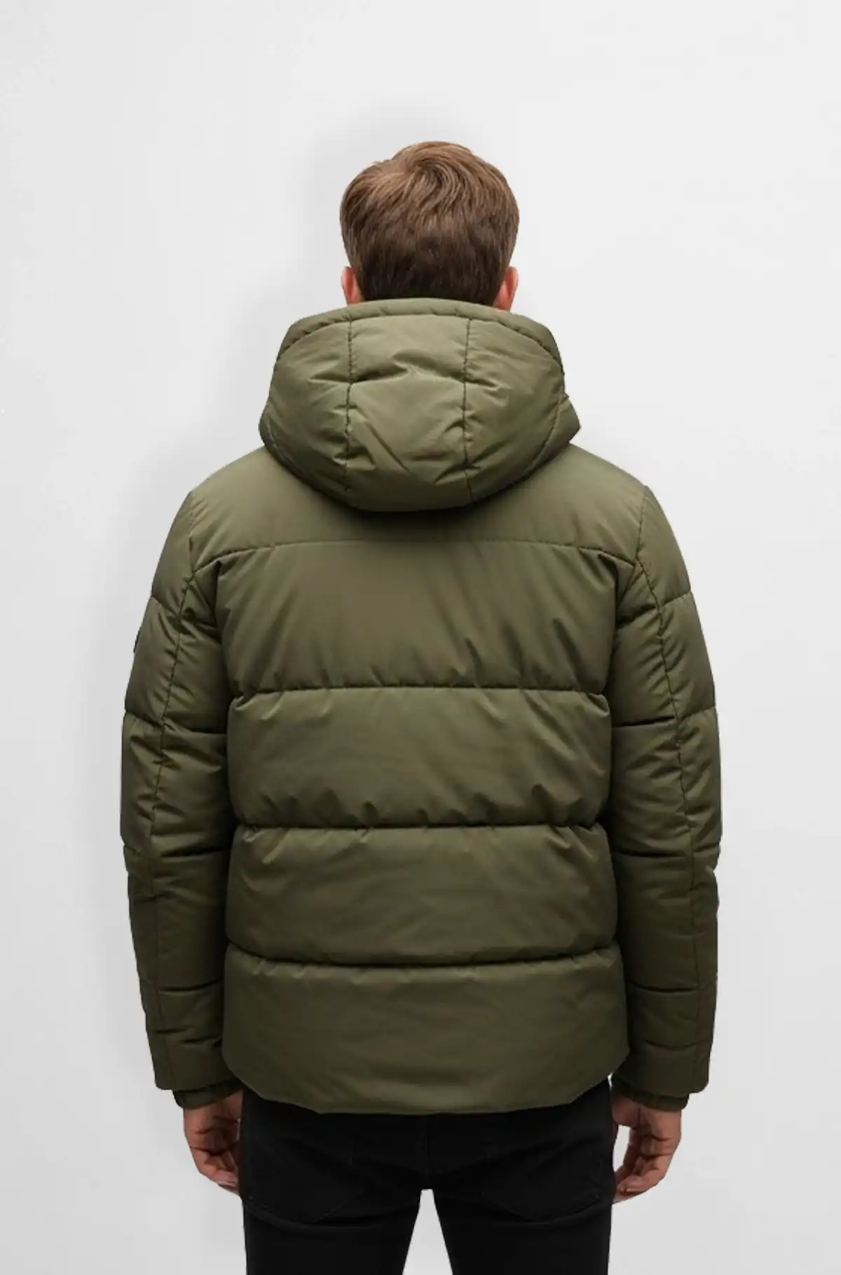 Premium Olive Green Hooded Puffer Jacket