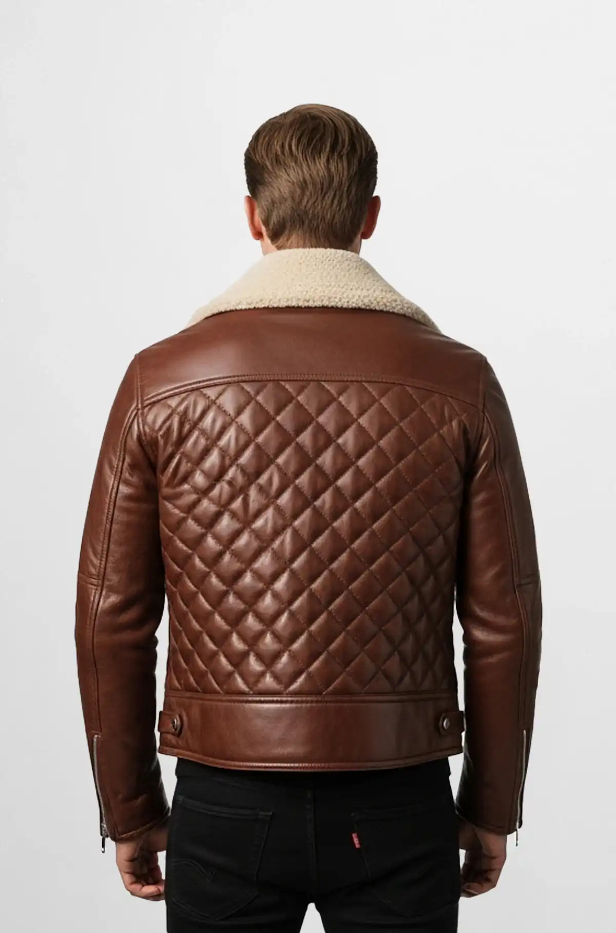 Premium Quilted Shearling Biker Jacket