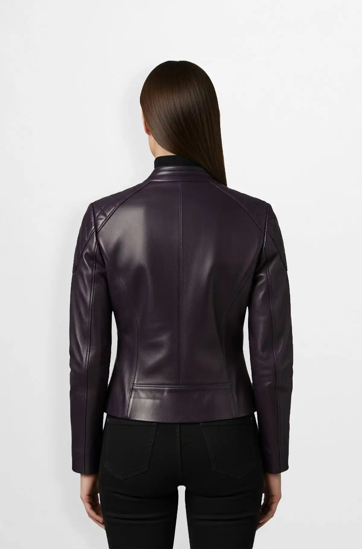 Purple Leather Bomber Jacket For Women