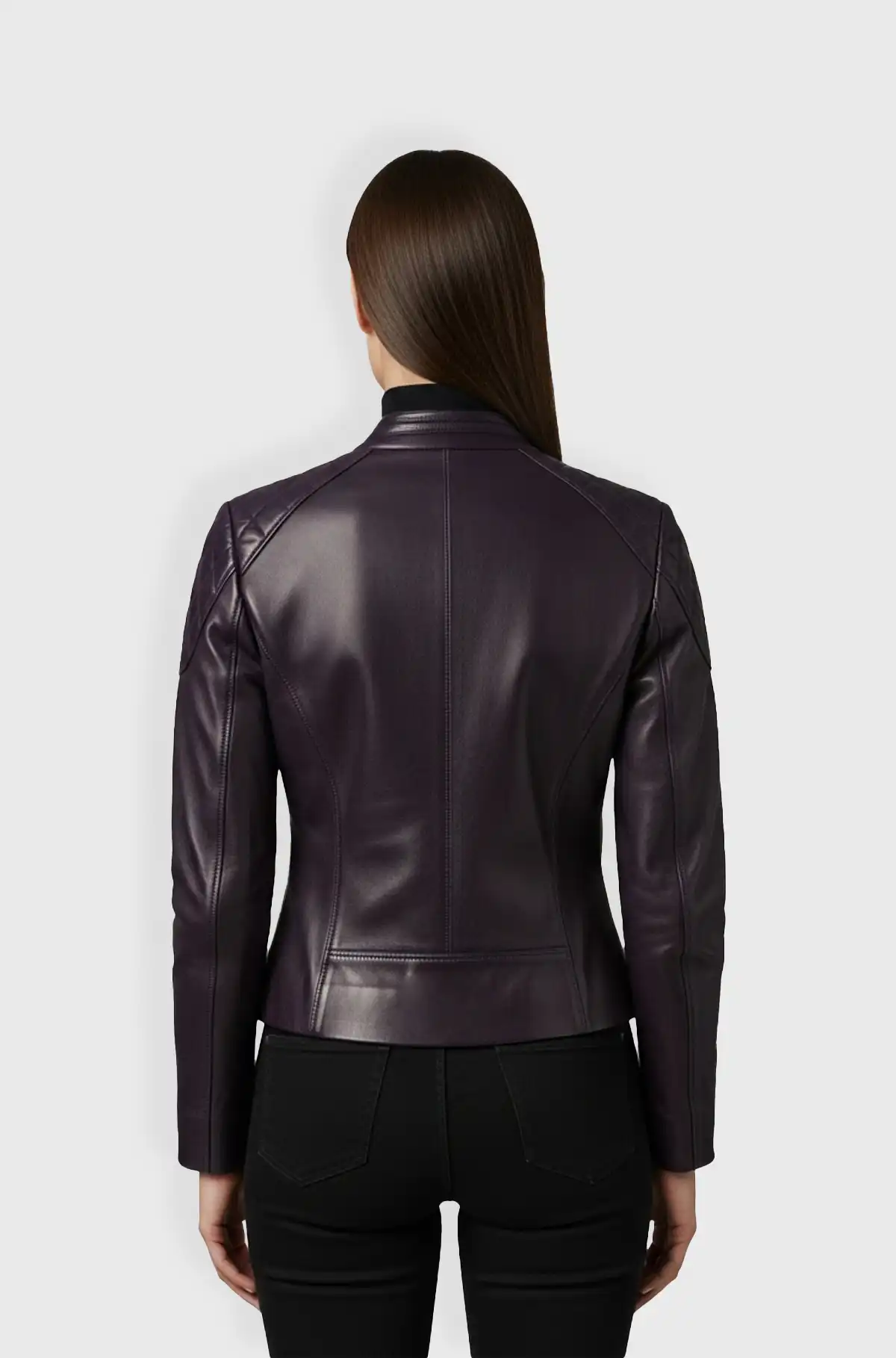 Purple Leather Bomber Jacket For Women